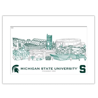Michigan State Spartans 11" x 14" Matted Campus Wall Art Collage