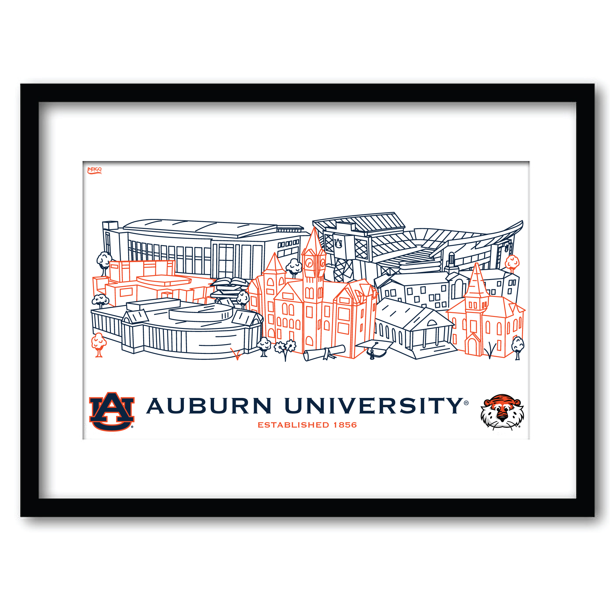 Auburn Tigers 11" x 14" Framed Campus Wall Art Collage