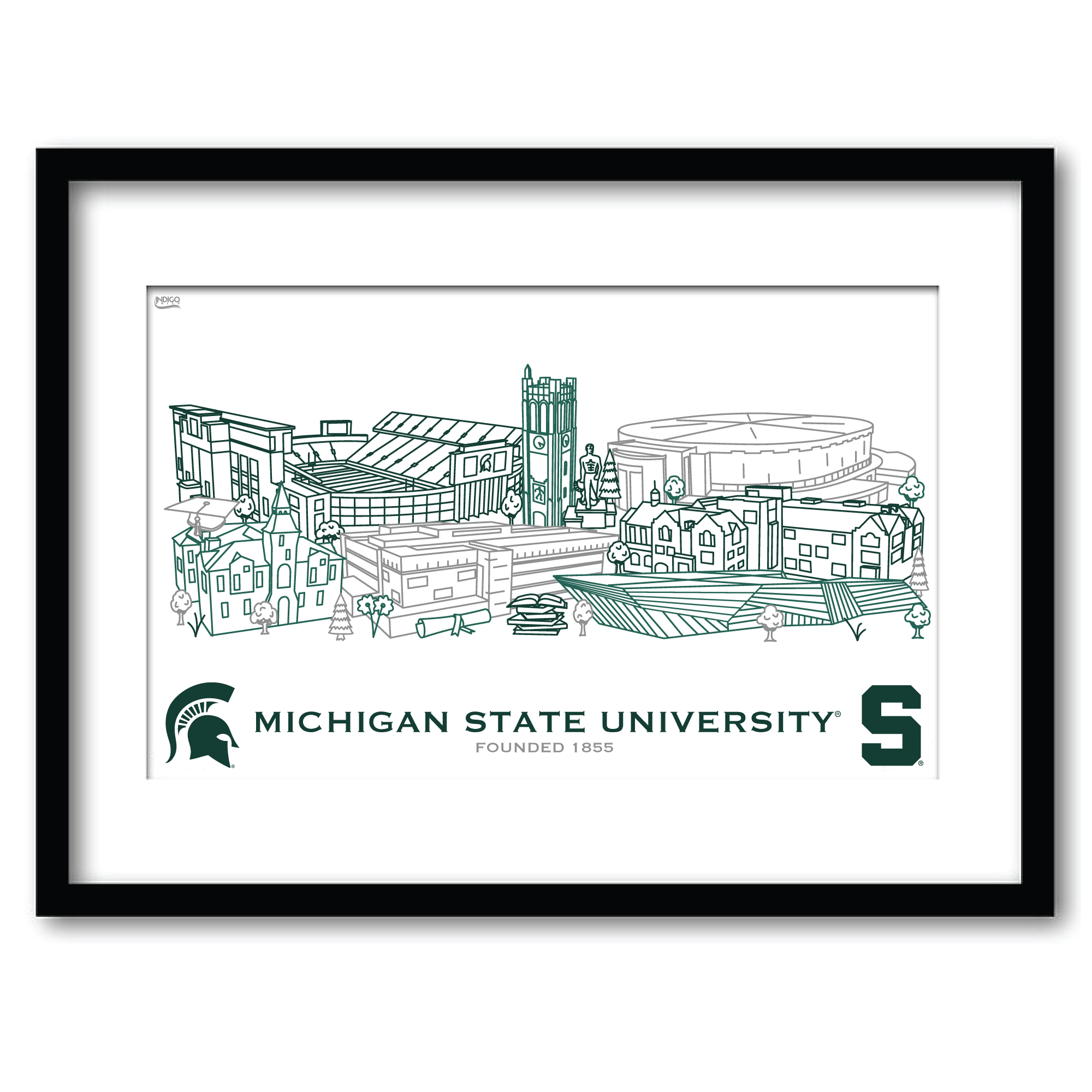 Michigan State Spartans 11" x 14" Framed Campus Wall Art Collage