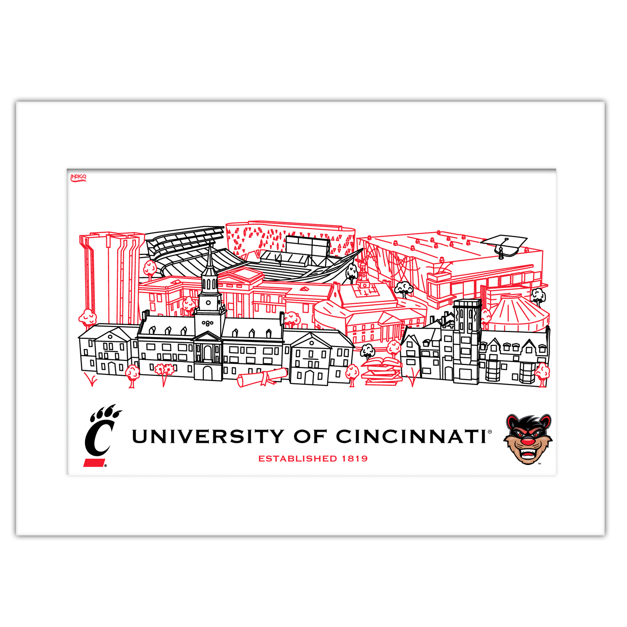 Cincinnati Bearcats 11" x 14" Matted Campus Wall Art Collage