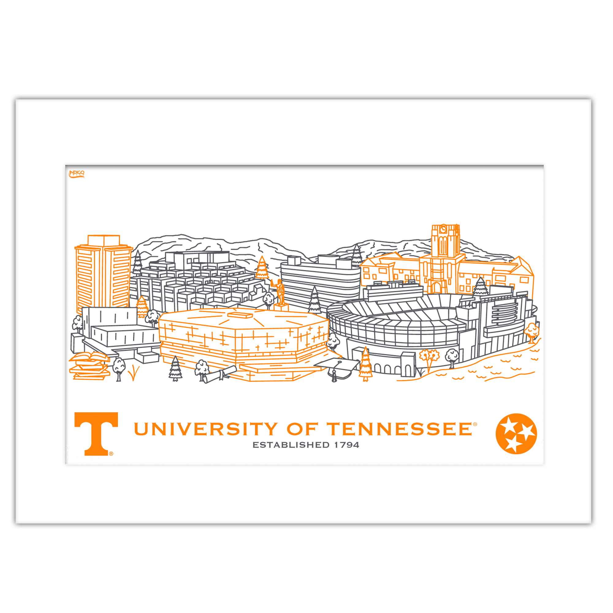 Tennessee Volunteers 11" x 14" Matted Campus Wall Art Collage