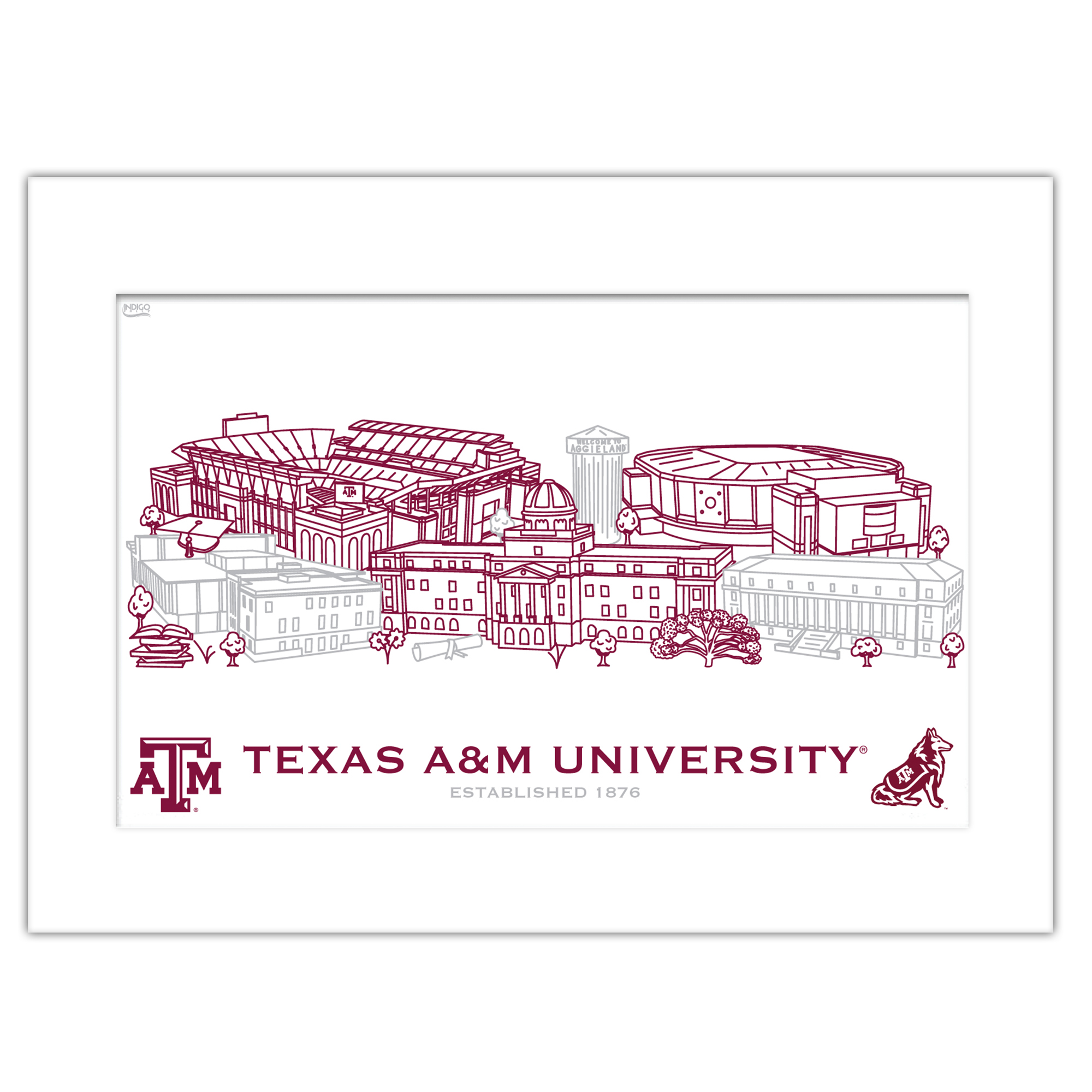 Texas A&M Aggies 11" x 14" Matted Campus Wall Art Collage