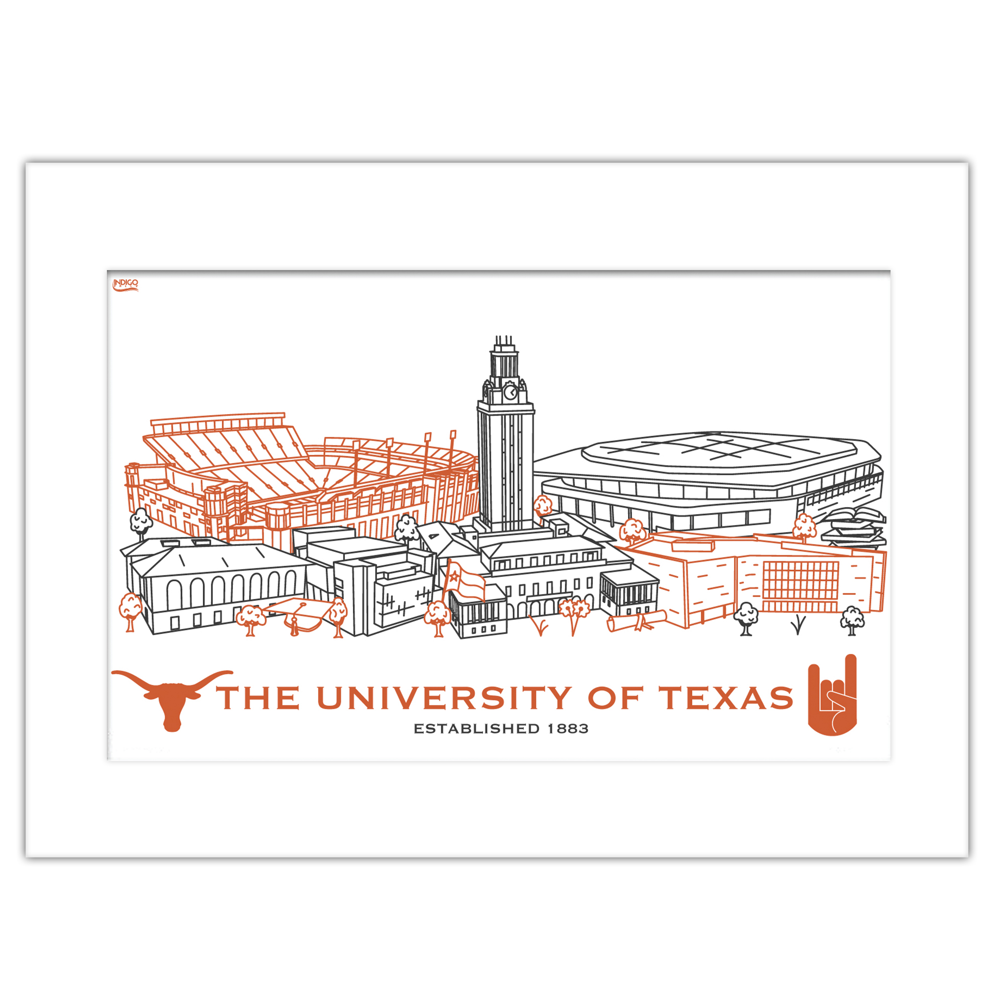 Texas Longhorns 11" x 14" Matted Campus Wall Art Collage
