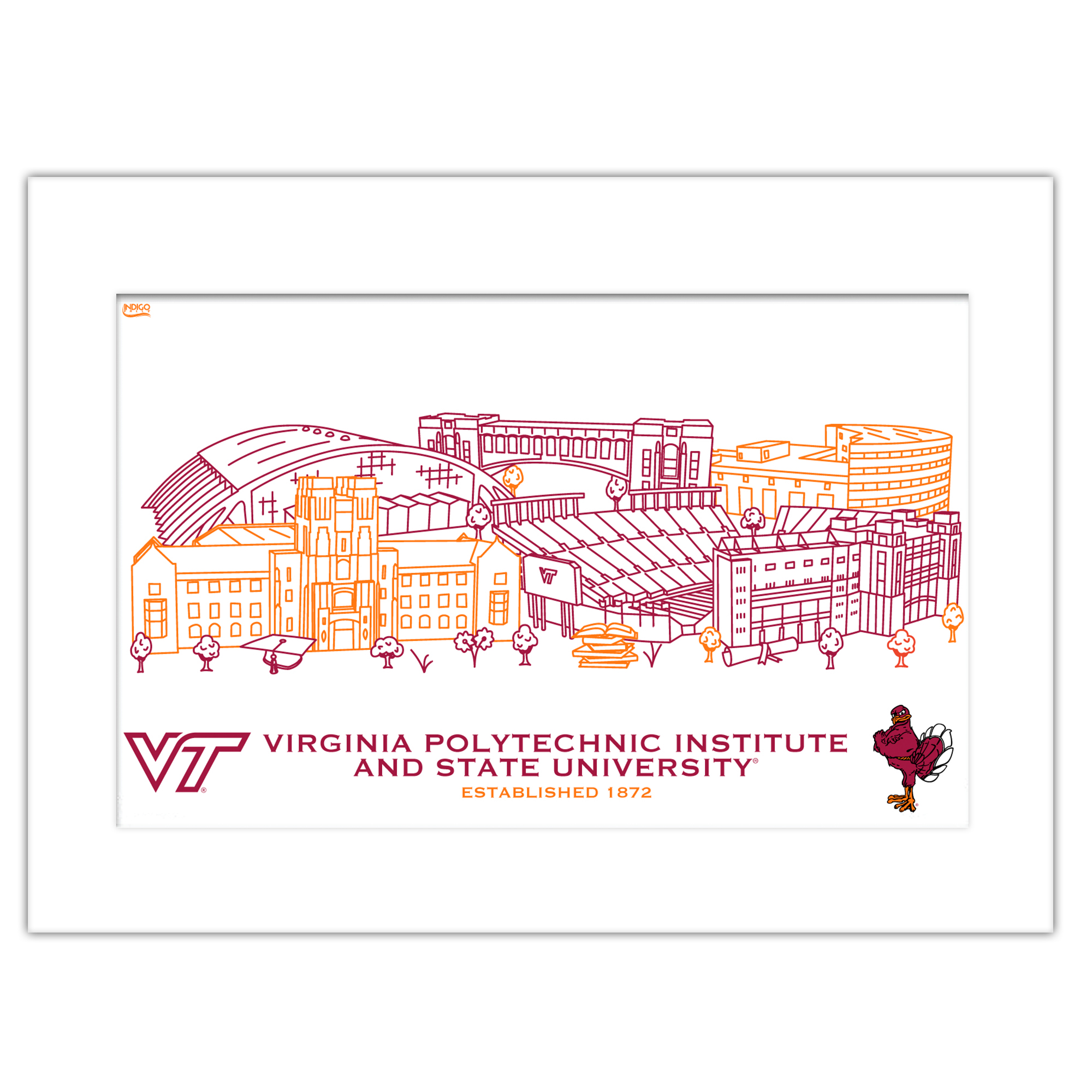 Virginia Tech Hokies 11" x 14" Matted Campus Wall Art Collage