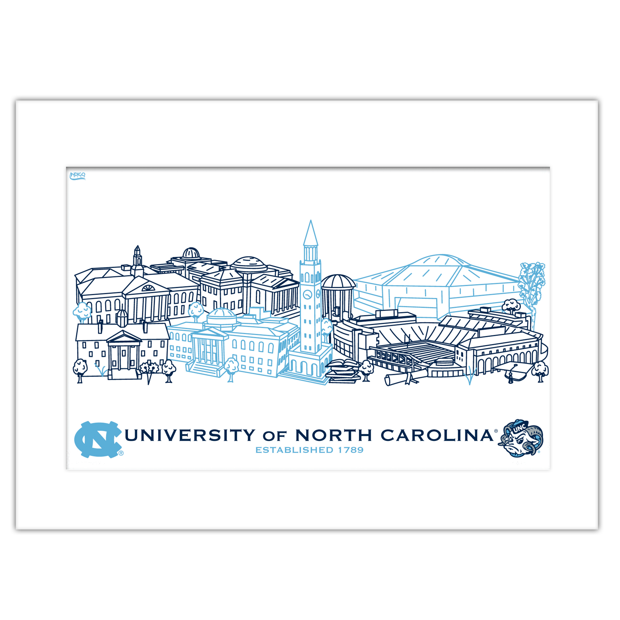 North Carolina Tar Heels 11" x 14" Matted Campus Wall Art Collage
