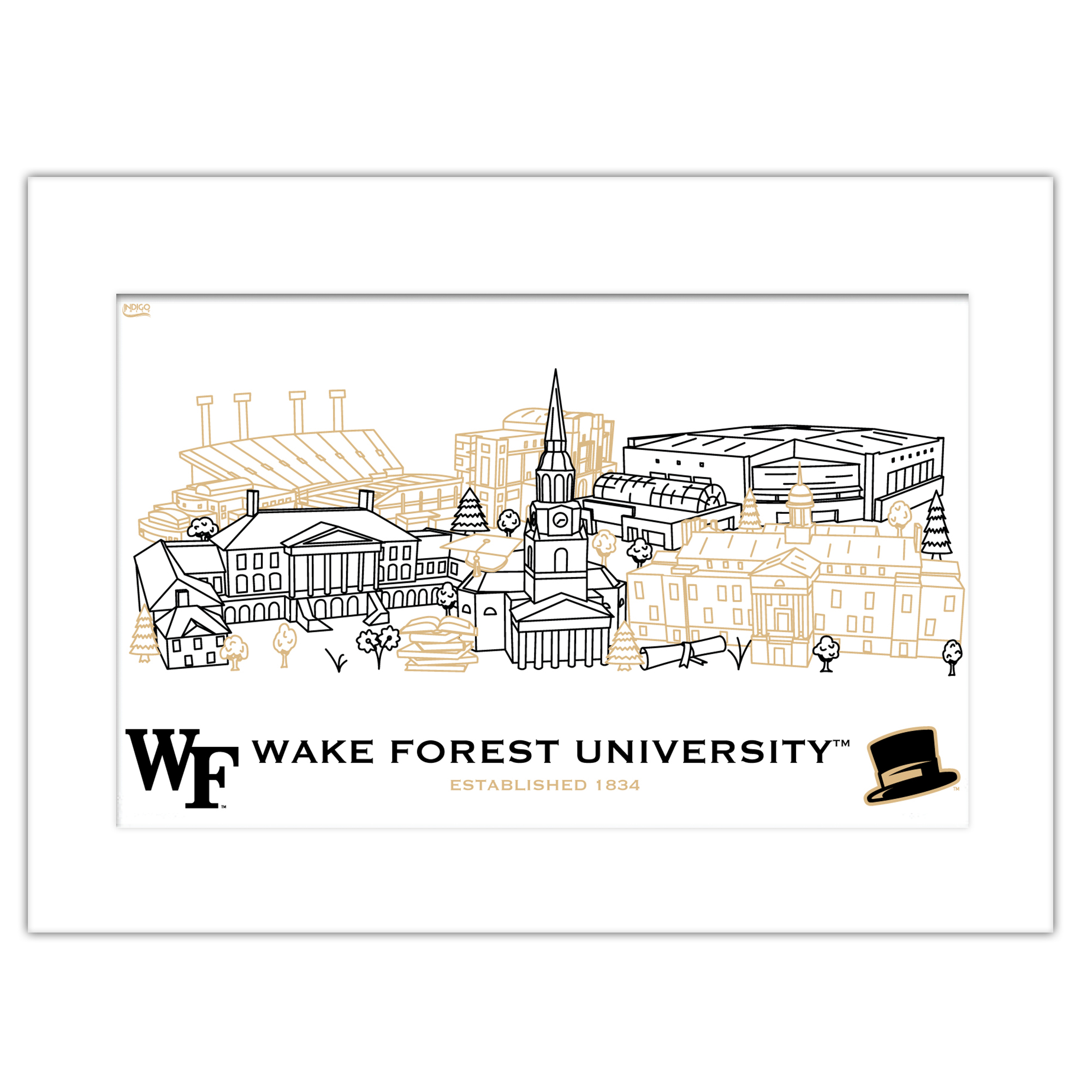 Wake Forest Demon Deacons 11" x 14" Matted Campus Wall Art Collage