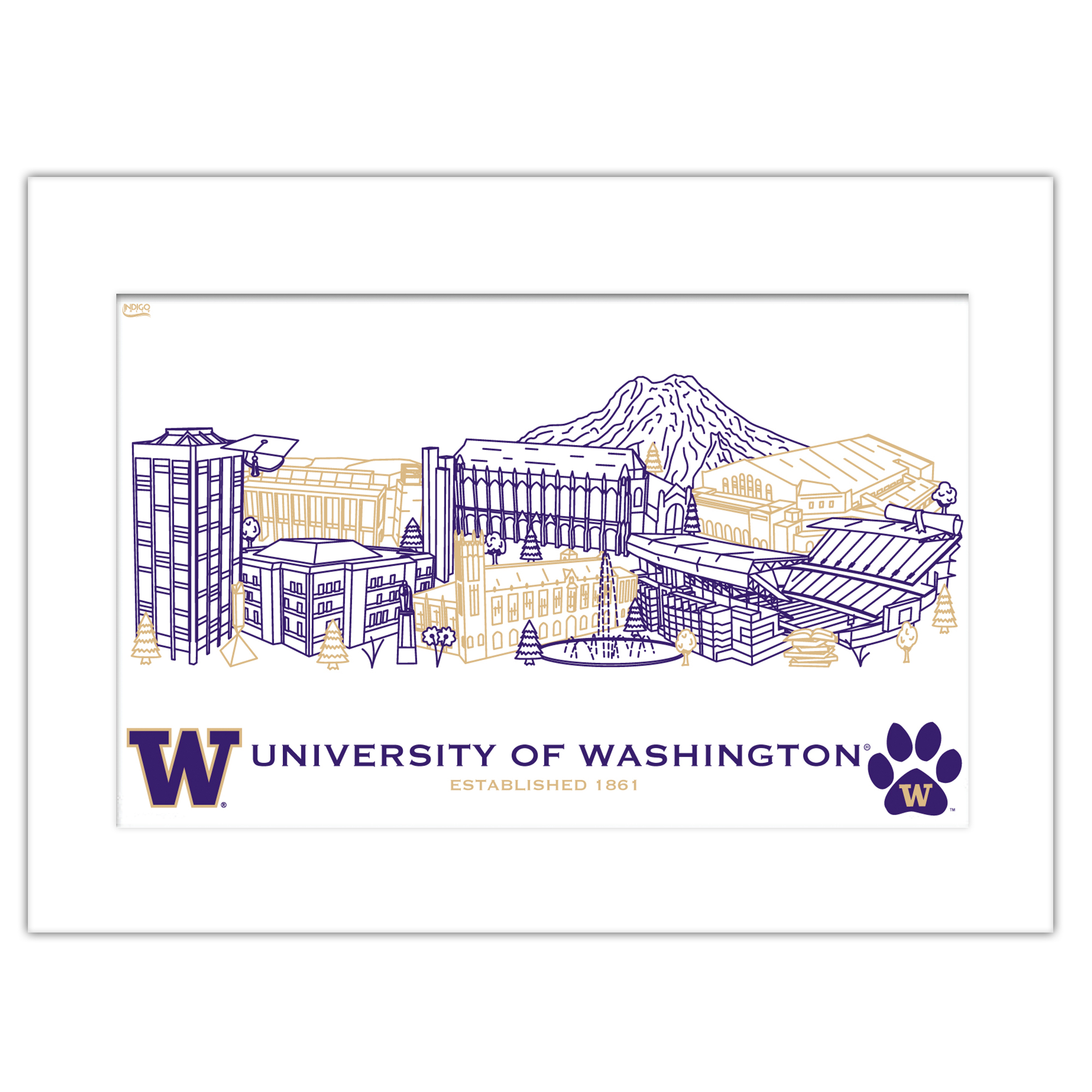 Washington Huskies 11" x 14" Matted Campus Wall Art Collage