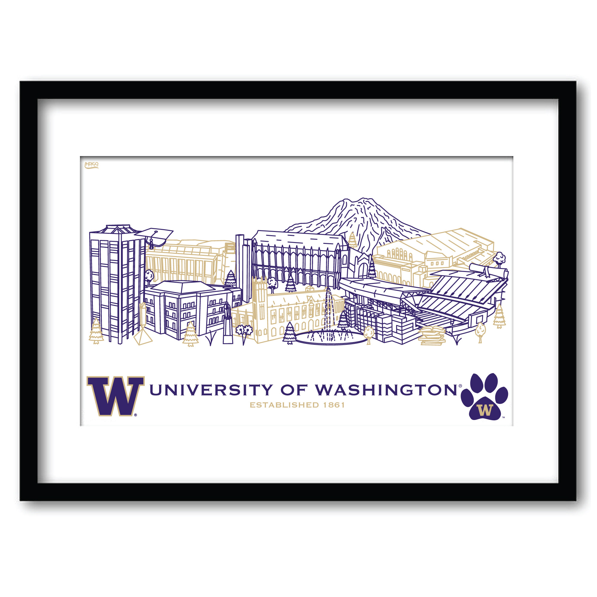 Washington Huskies 11" x 14" Framed Campus Wall Art Collage