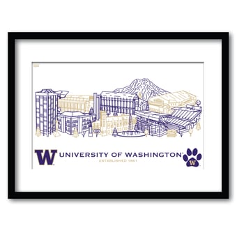 Washington Huskies 11" x 14" Framed Campus Wall Art Collage
