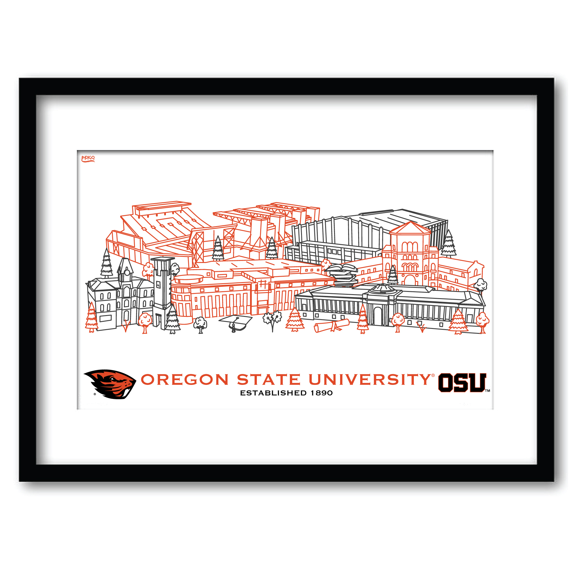 Oregon State Beavers 11" x 14" Framed Campus Wall Art Collage