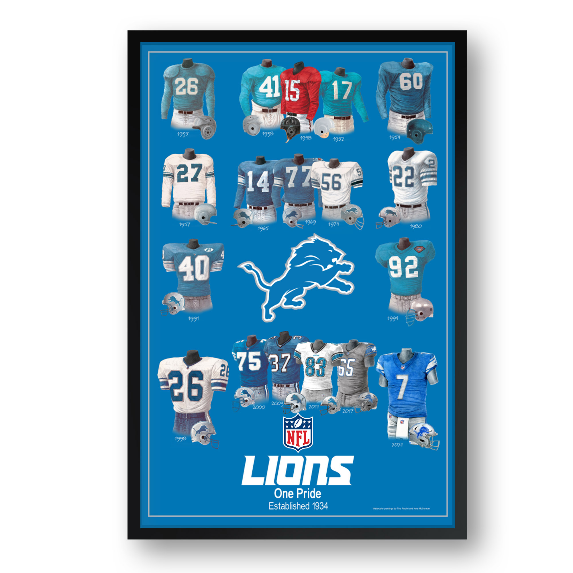 Detroit Lions 14" x 20" Uniform Heritage Framed Art Print