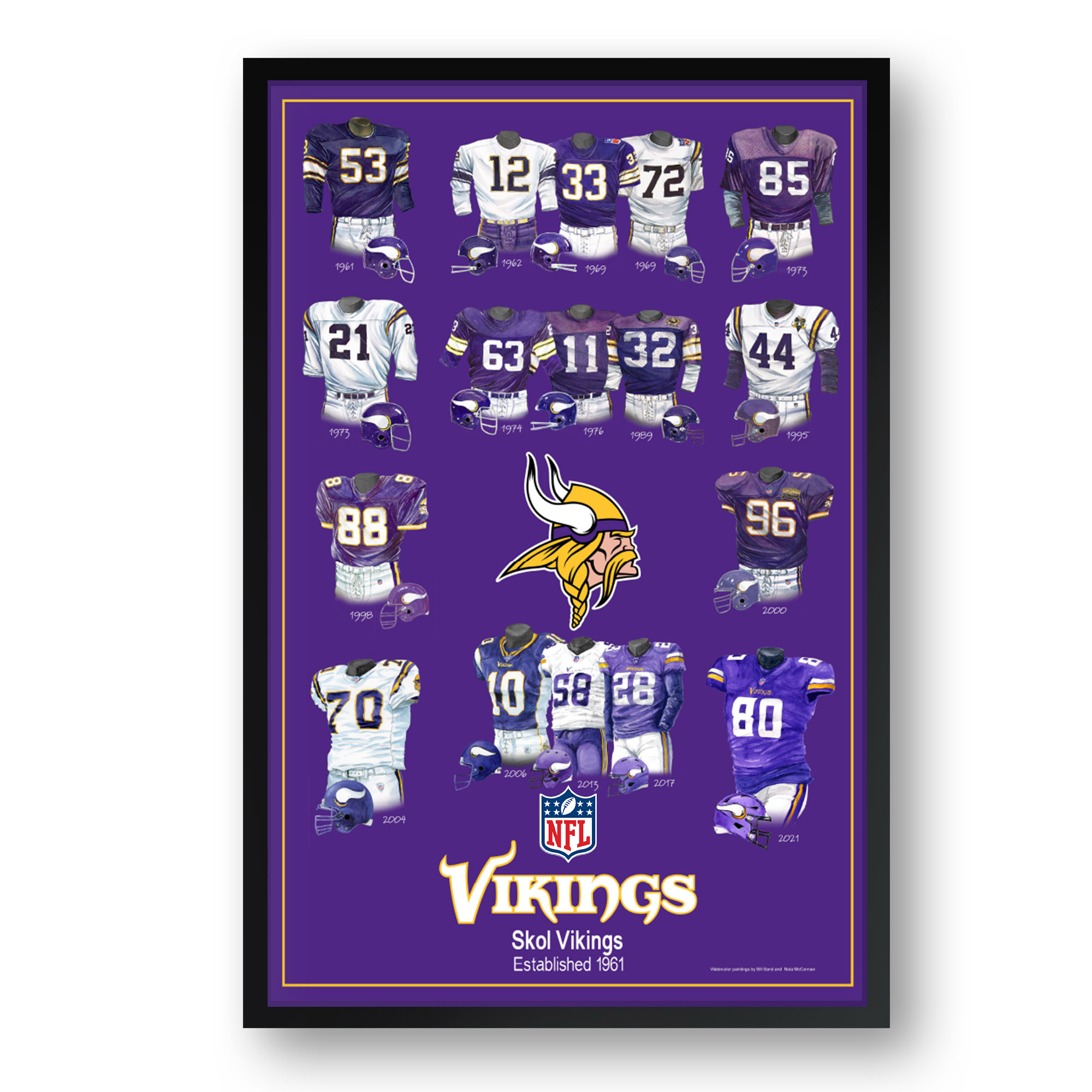 Minnesota Vikings 14" x 20" Uniform Heritage Framed Art Print