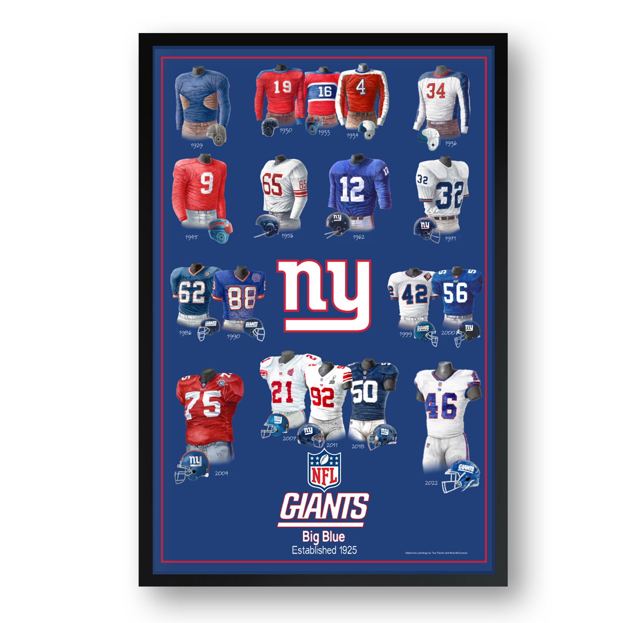 New York Giants 14" x 20" Uniform Heritage Framed Art Print