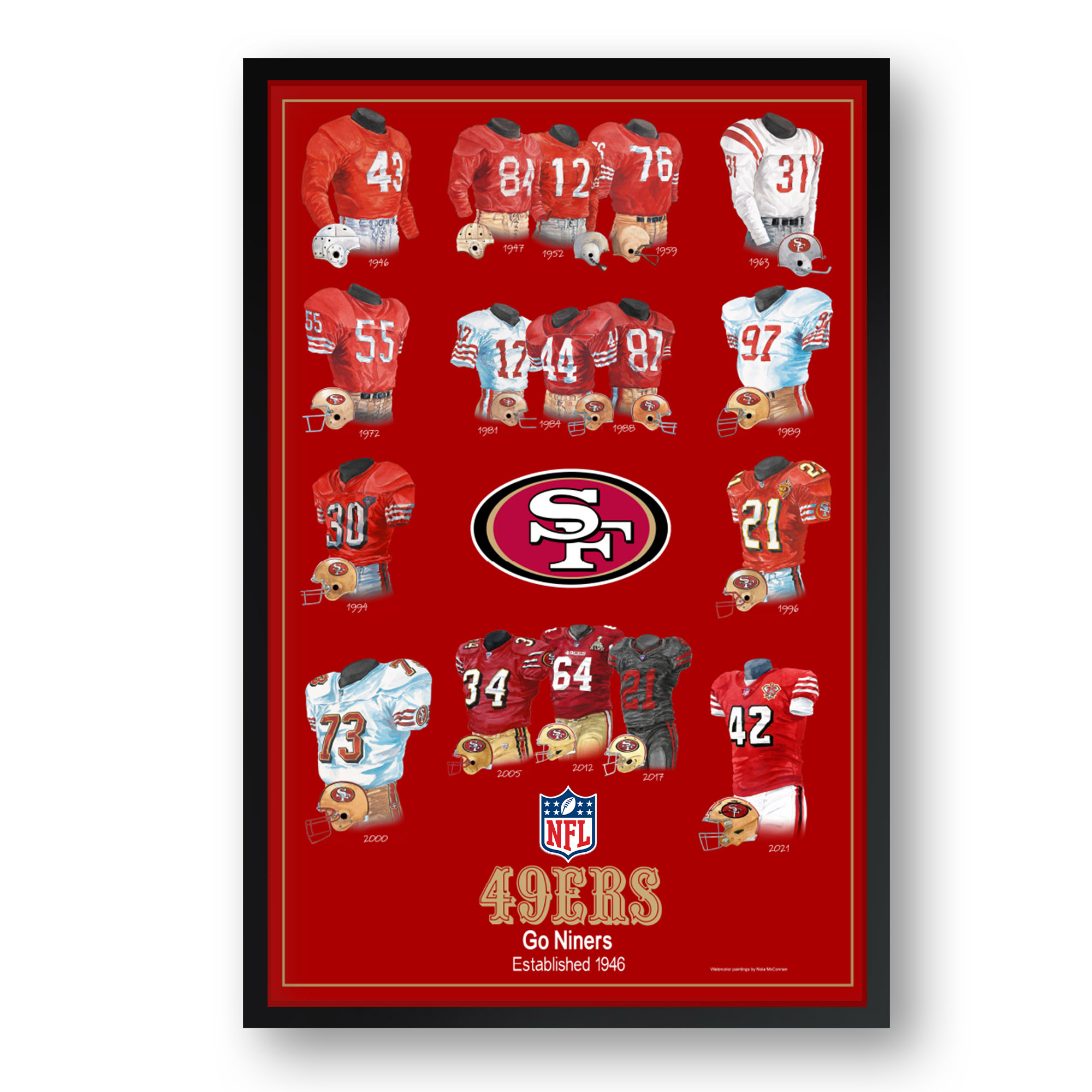 San Francisco 49ers 14" x 20" Uniform Heritage Framed Art Print