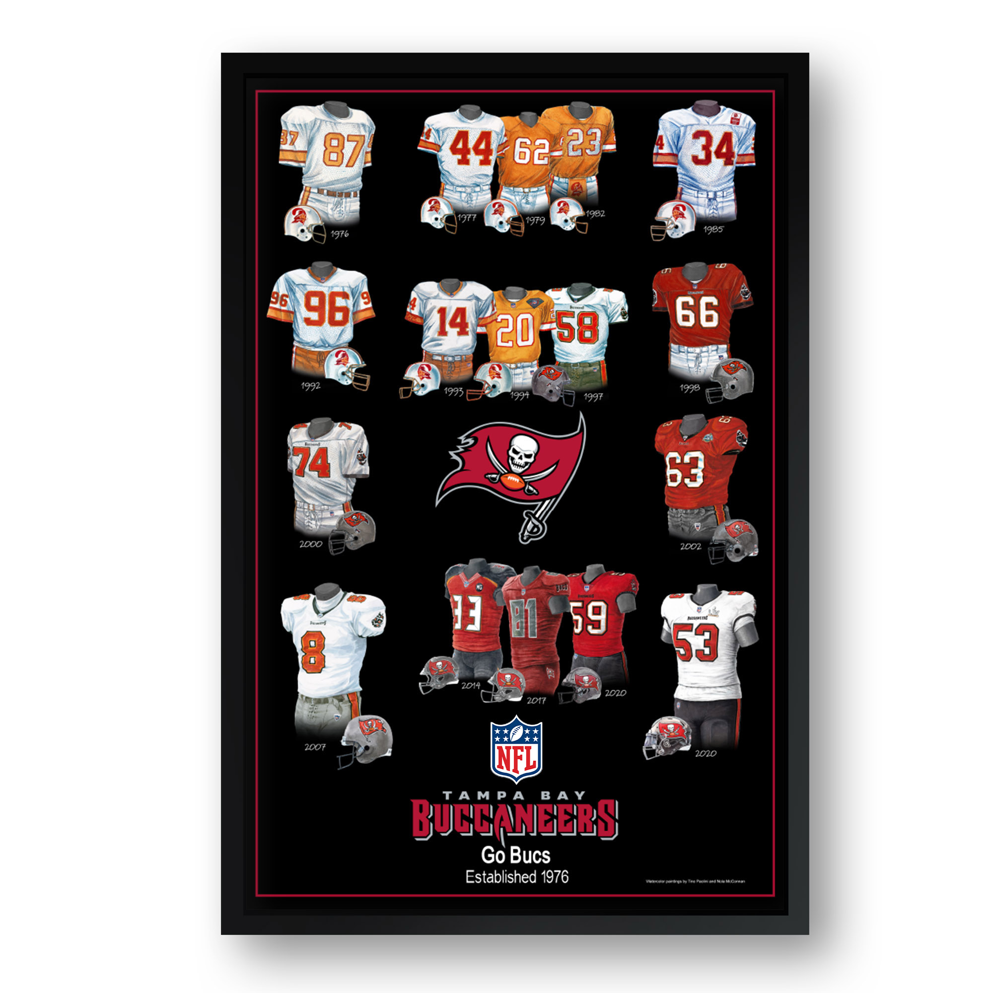 Tampa Bay Buccaneers 14" x 20" Uniform Heritage Framed Art Print