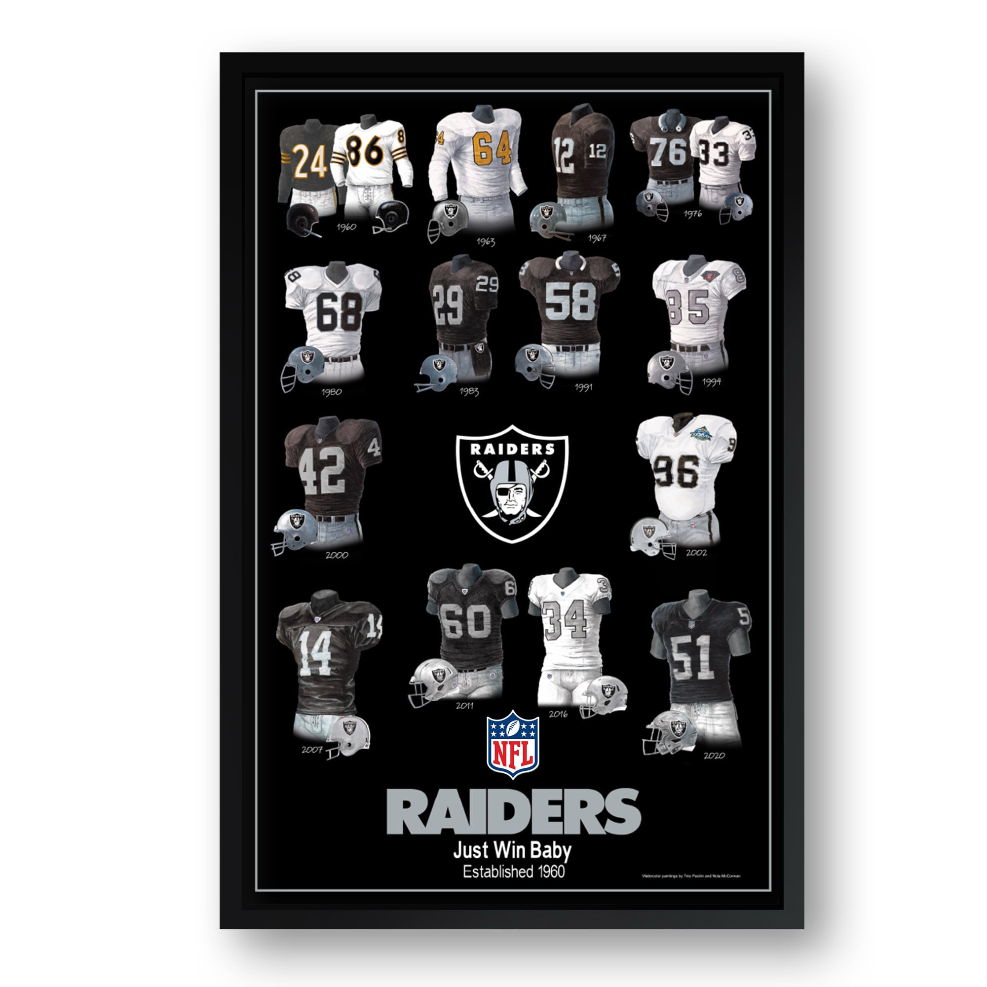 Las Vegas Raiders 27" x 39" Uniform Heritage Framed Art Print