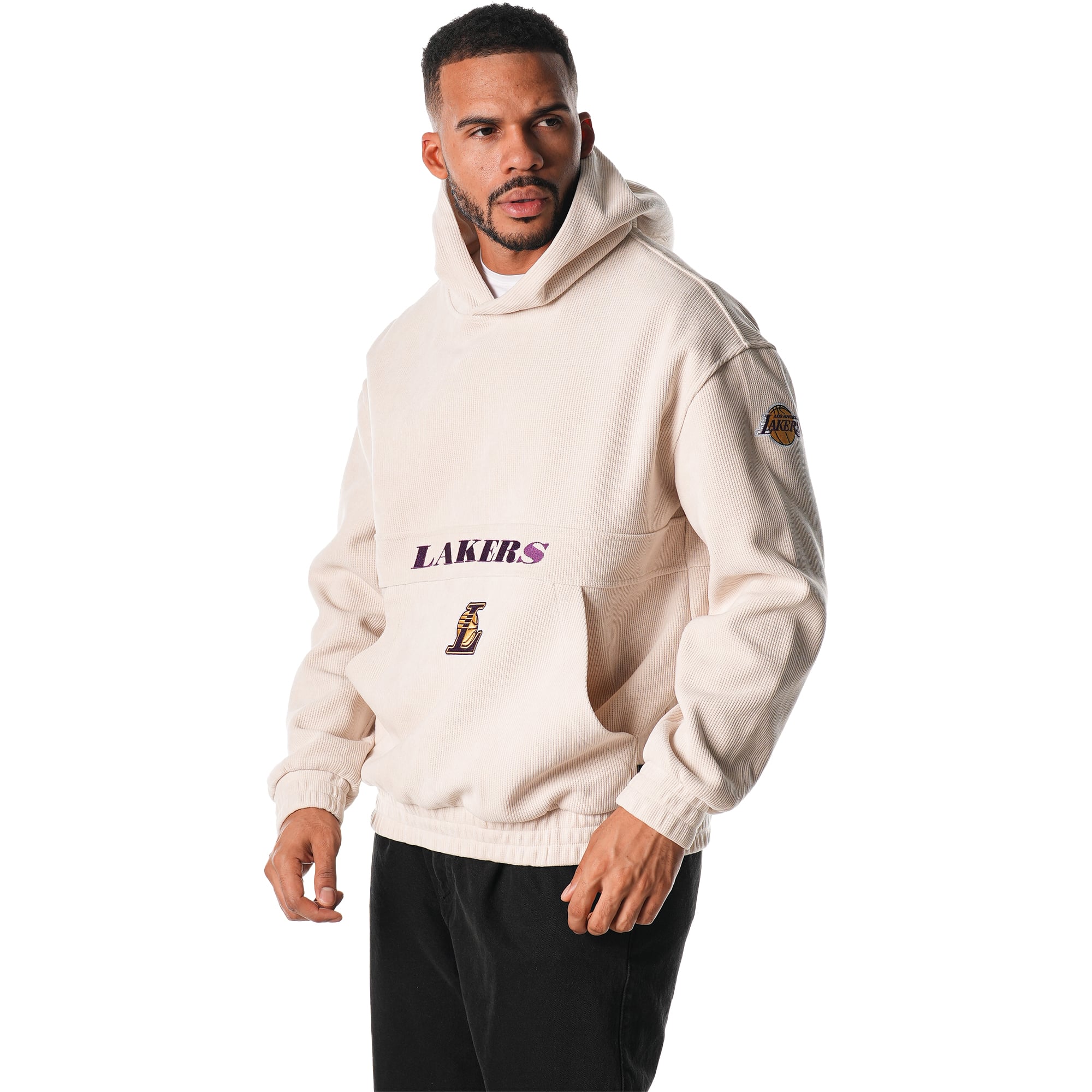 Unisex The Wild Collective Cream Los Angeles Lakers Corduroy Tri-Blend Pullover Hoodie