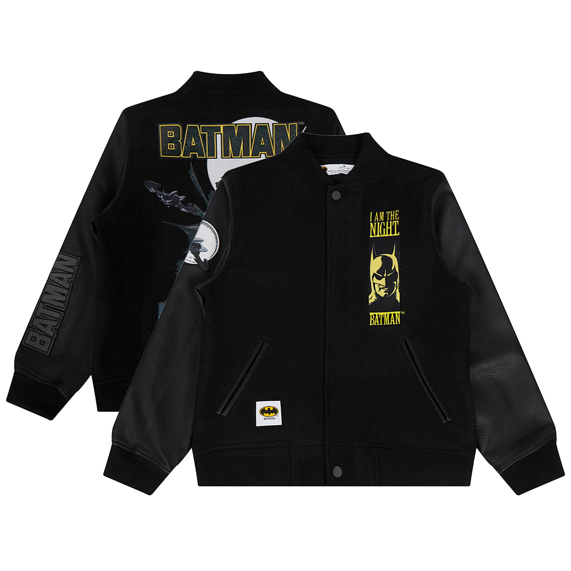 Youth Freeze Max  Black Batman Comics I Am The Night Full-Zip Varsity Jacket