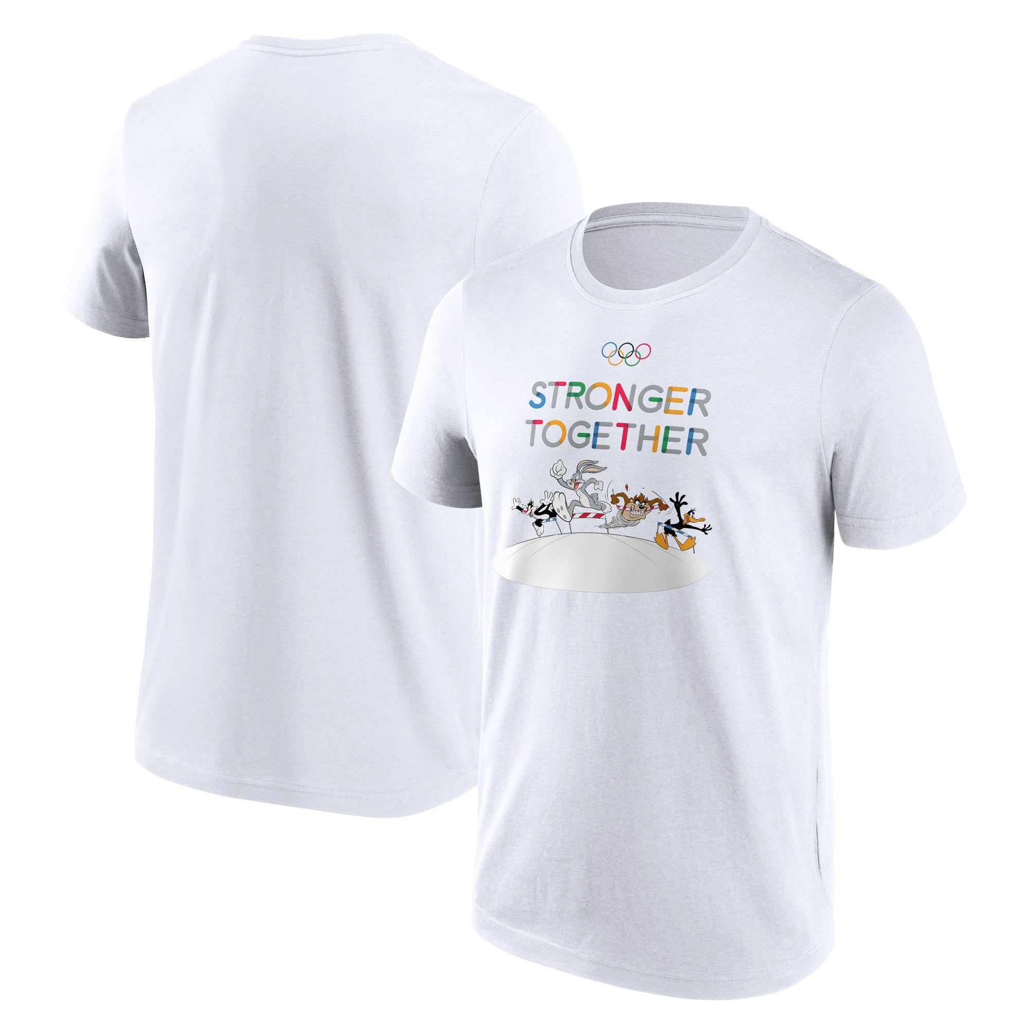 T-shirt grafica tipografica con ostacoli della collezione Olympic x Looney Tunes - bianca