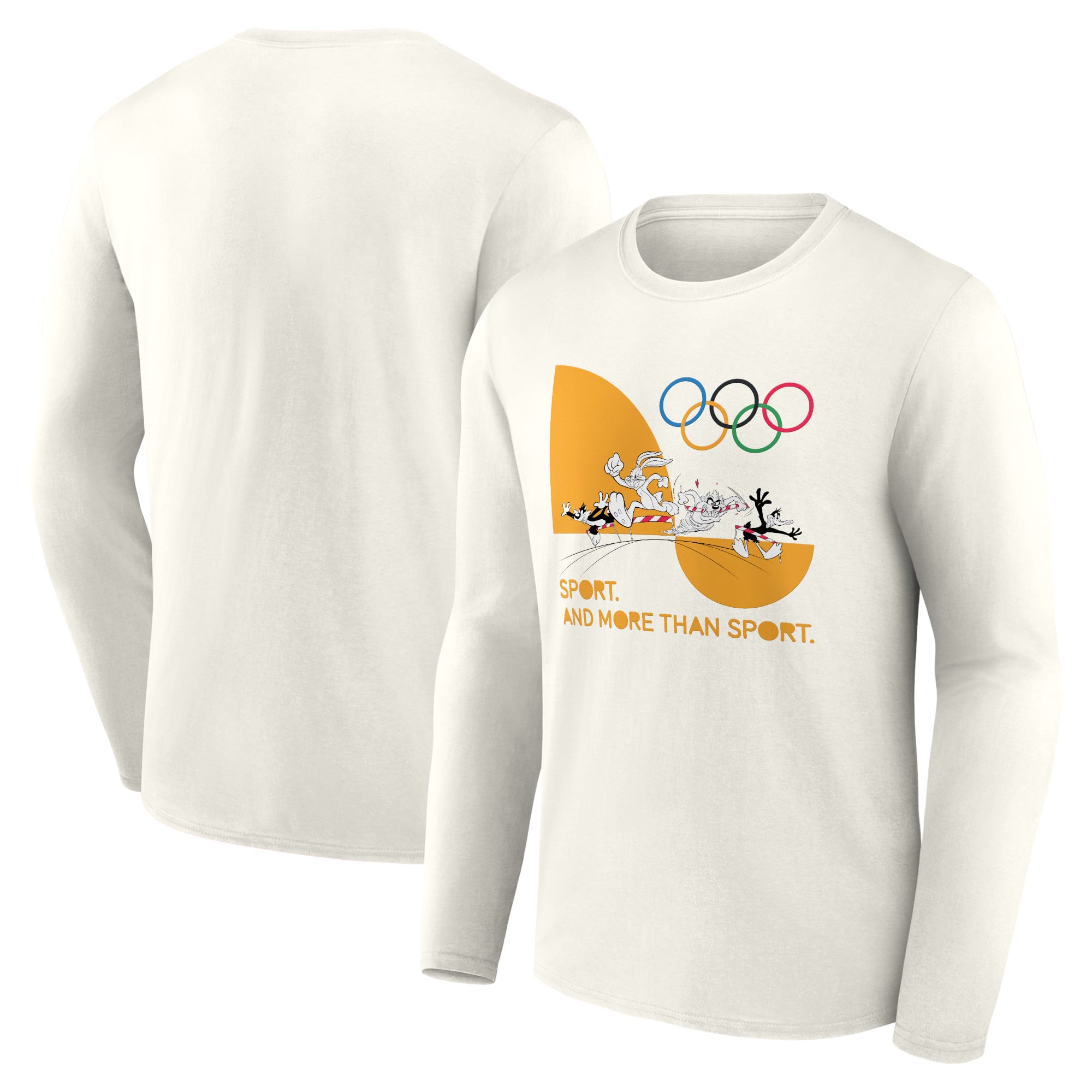 T-shirt a maniche lunghe con grafica con poster retrò della collezione Olympic x Looney Tunes - bianco sporco