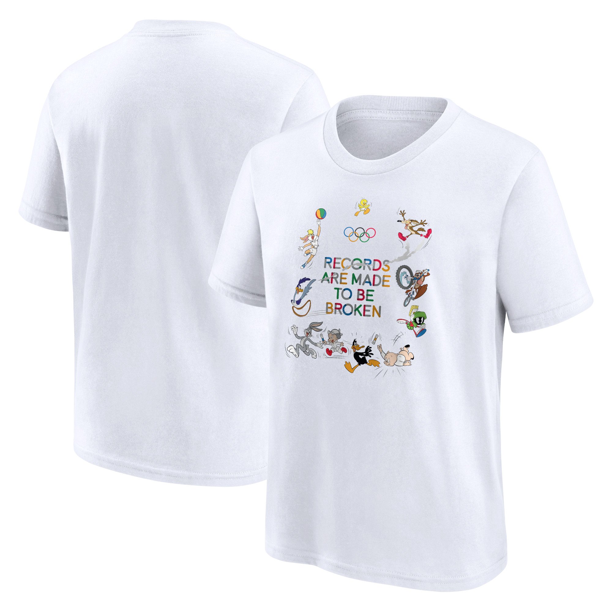 T-shirt The Olympic Collection x Looney Tunes Collage Typography con grafica davanti e dietro - Bianca - Junior