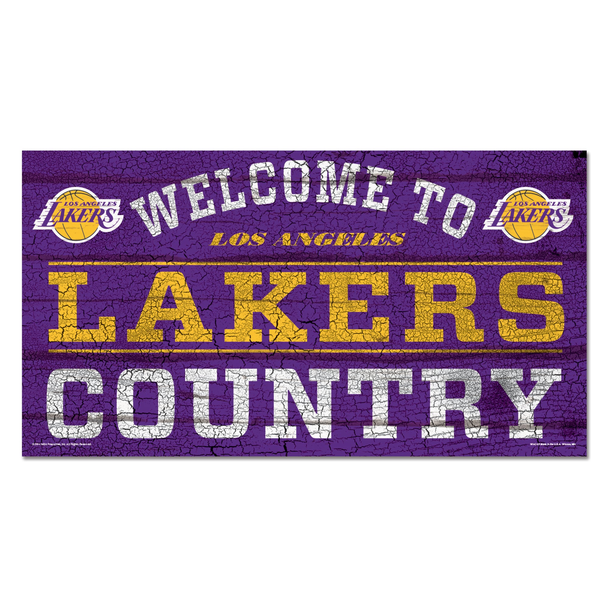 Holzschild „Willkommen bei Los Angeles Lakers“ – 13 x 24 Zoll