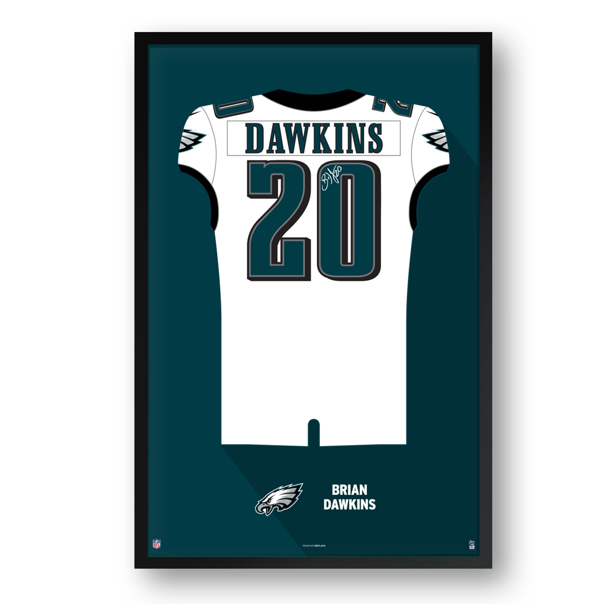 Brian Dawkins Philadelphia Eagles Framed 14" x 20" Retired Jersey Art Print
