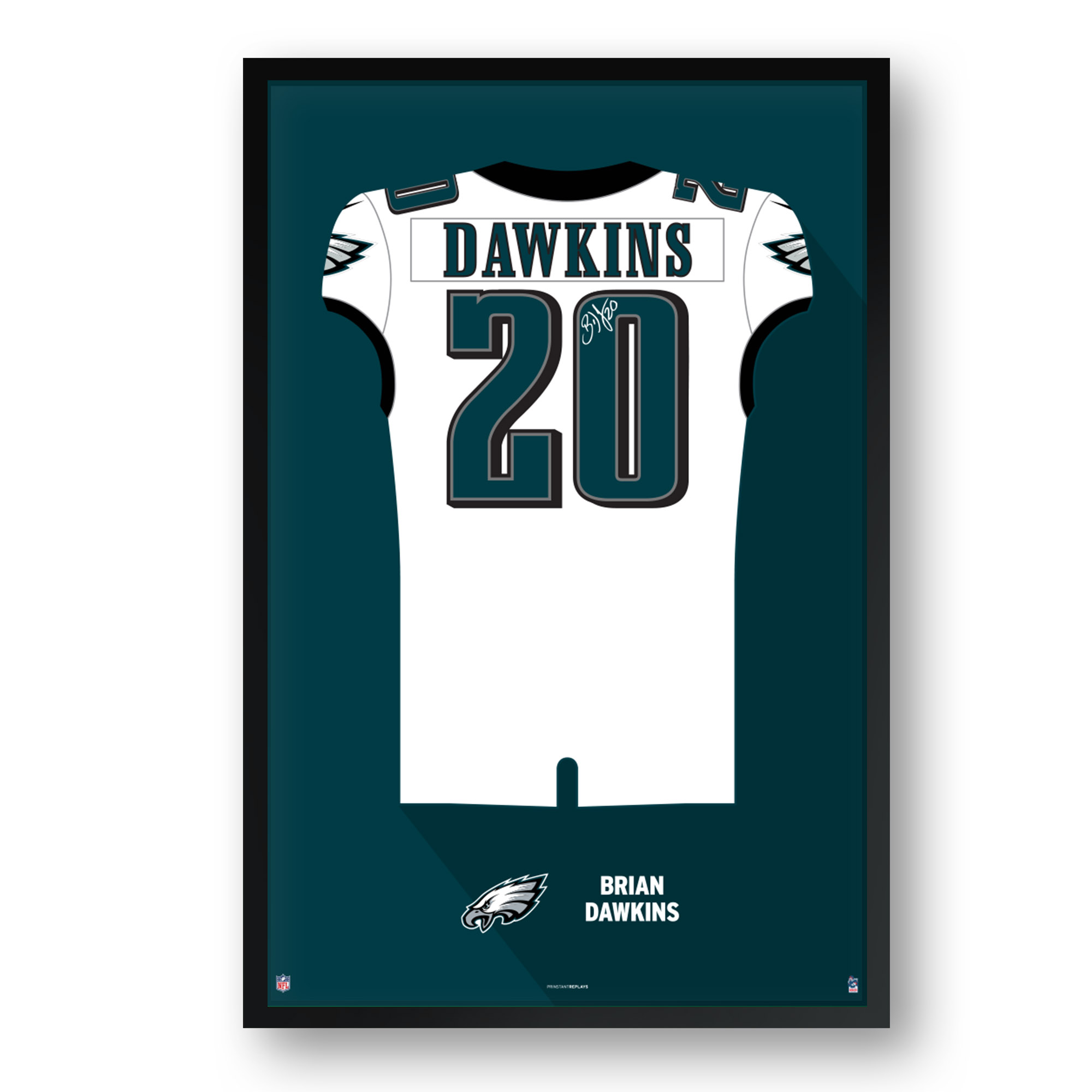 Brian Dawkins Philadelphia Eagles Framed 14" x 20" Retired Jersey Art Print