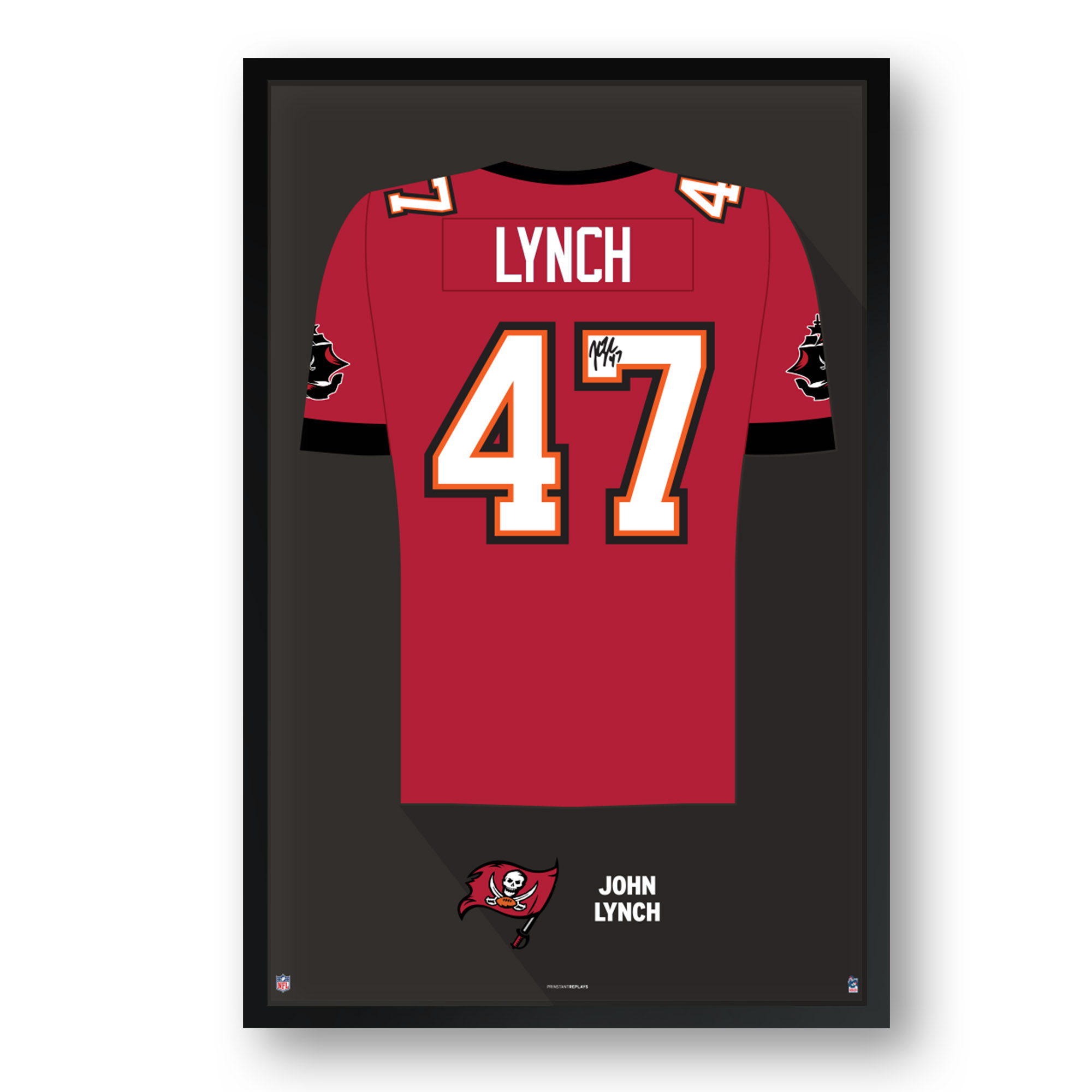 John Lynch Tampa Bay Buccaneers Framed 14" x 20" Retired Jersey Art Print