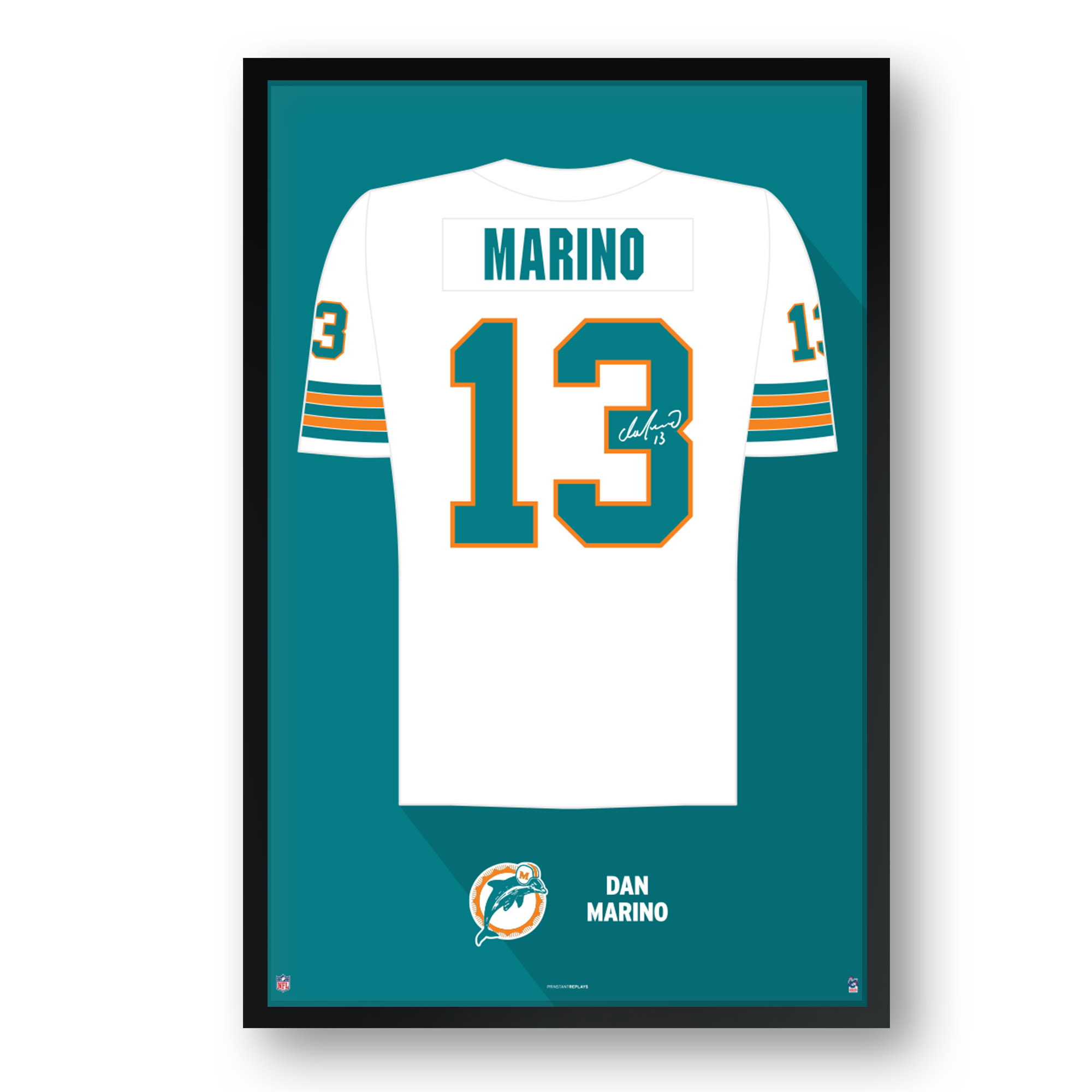 Dan Marino Miami Dolphins Framed 14" x 20" Retired Jersey Art Print