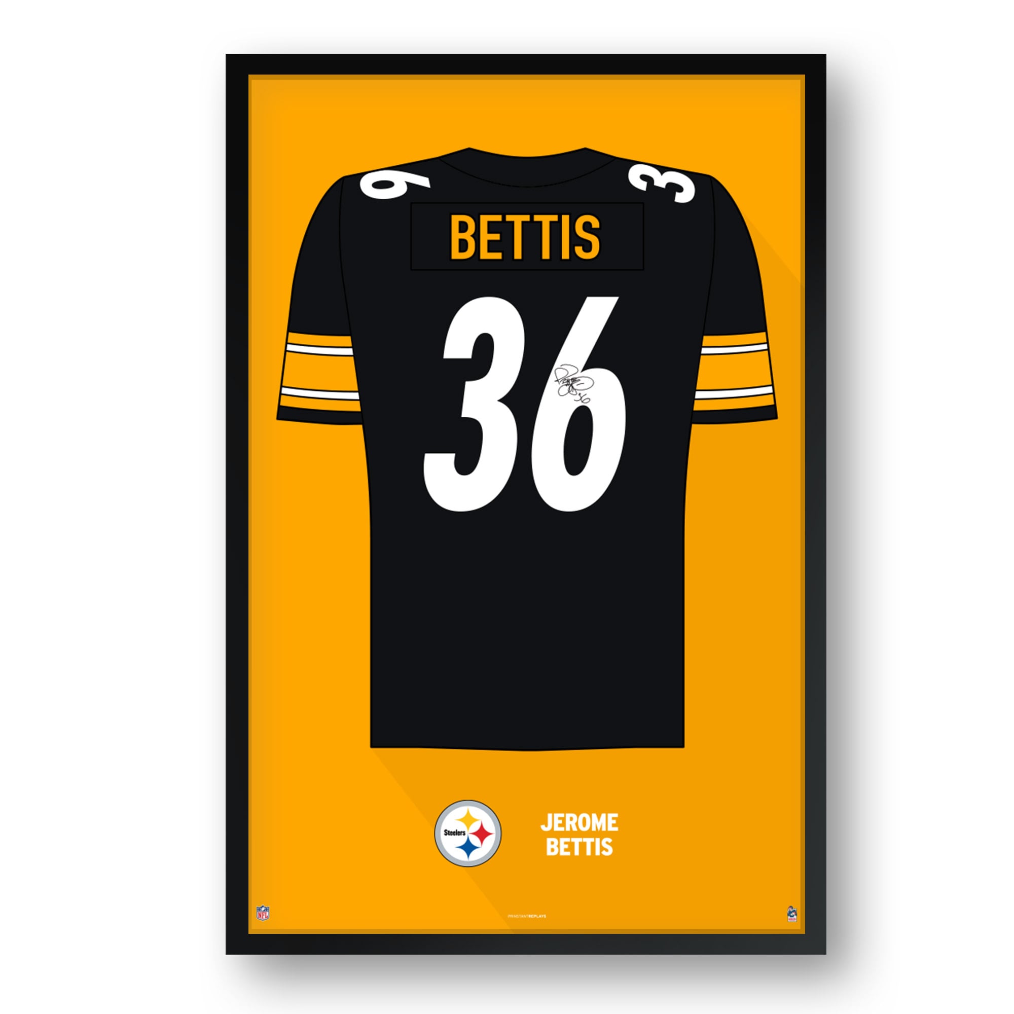 Jerome Bettis Pittsburgh Steelers Framed 27" x 39" Retired Jersey Art Print