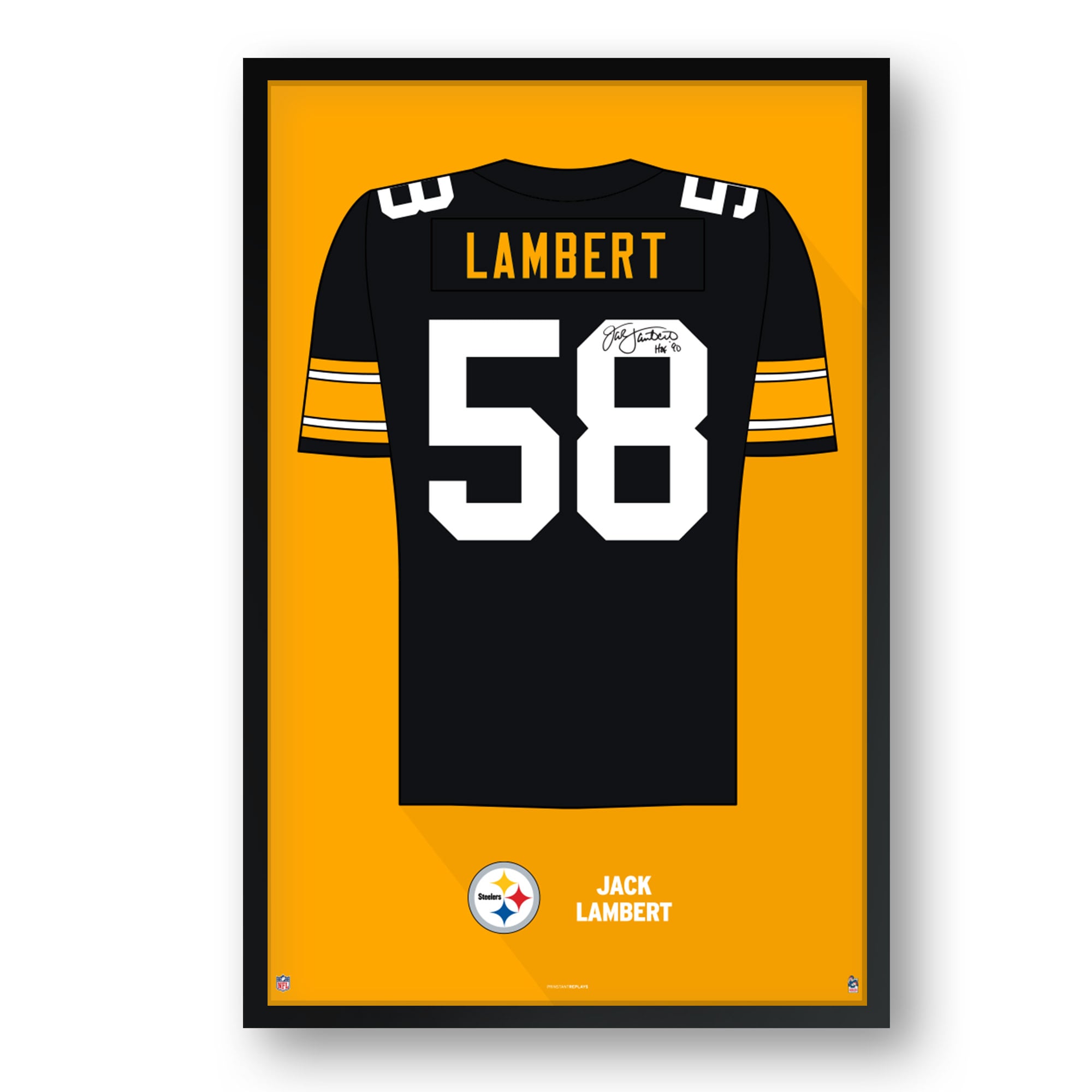 Jack Lambert Pittsburgh Steelers Framed 27" x 39" Retired Jersey Art Print