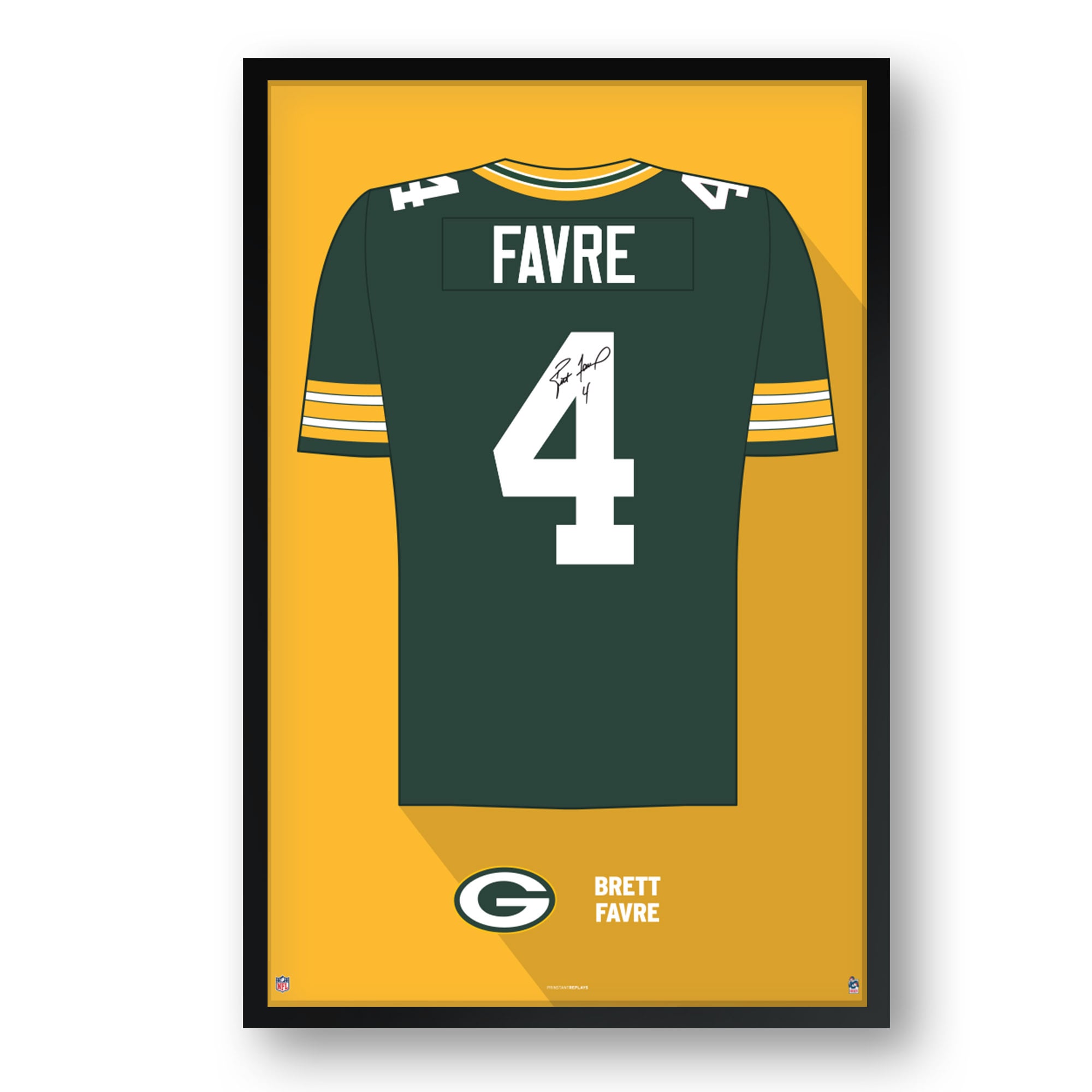 Brett Favre Green Bay Packers Framed 27" x 39" Retired Jersey Art Print