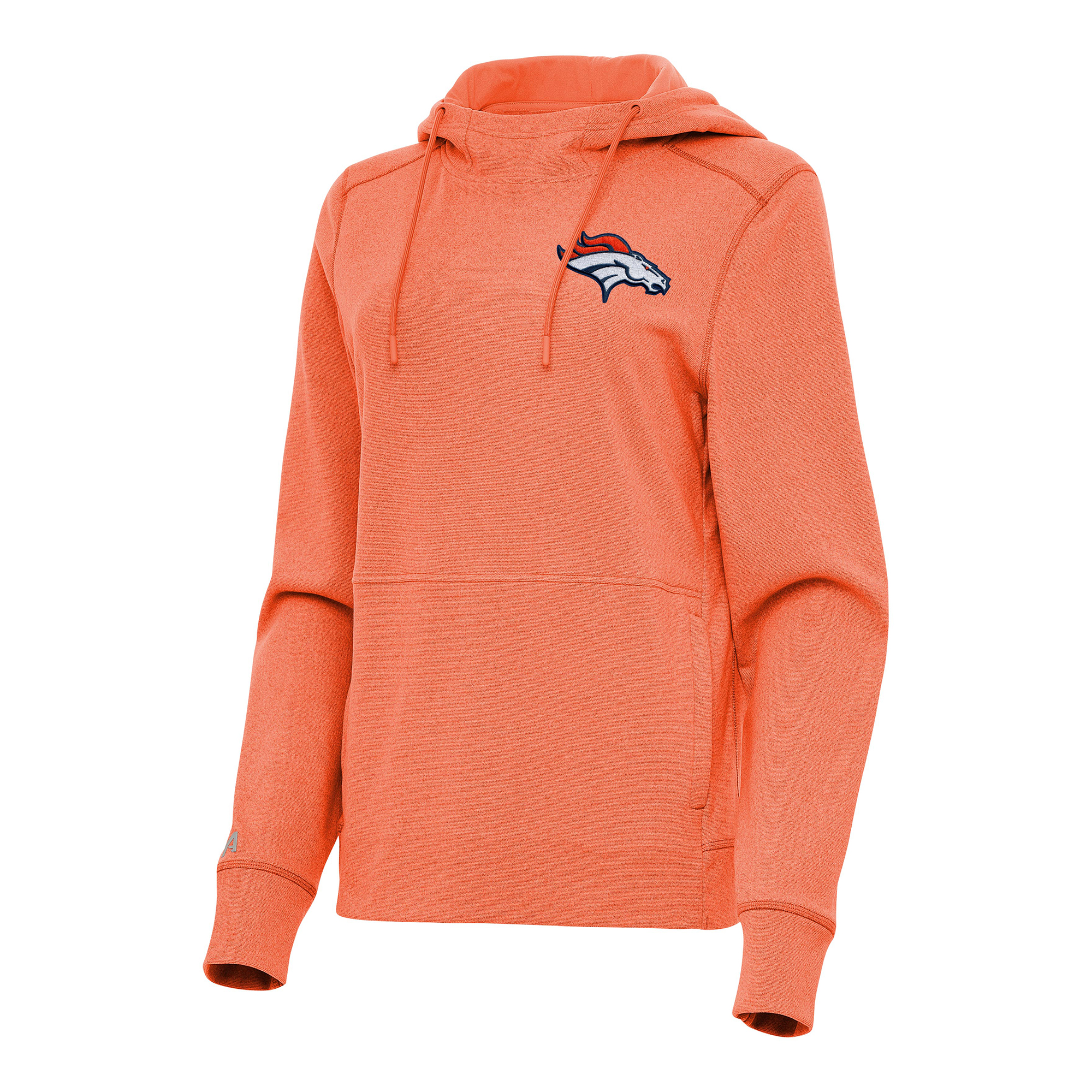 Antigua Women's Heather Orange Denver Broncos Justice Pullover Hoodie - Heather Orange