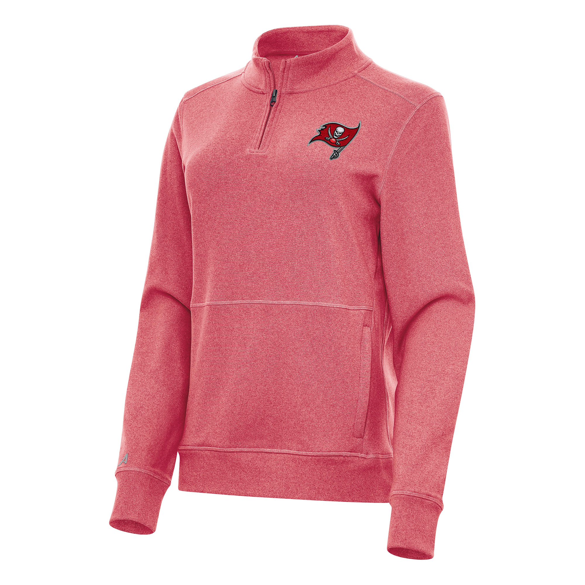 Women's Antigua Heather Red Tampa Bay Buccaneers Crush Quarter-Zip Jacket