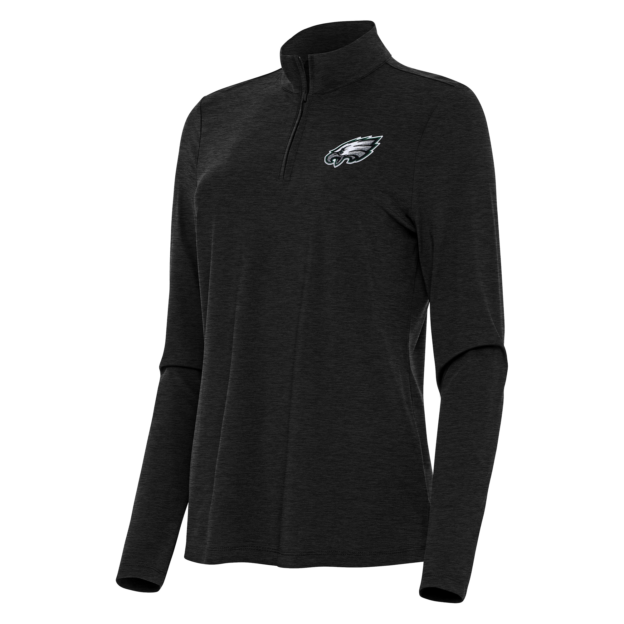 Women's Antigua Heather Black Philadelphia Eagles Bright Quarter-Zip Sweatshirt