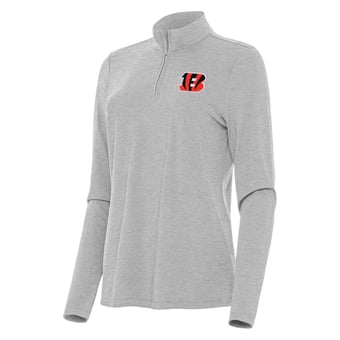 Women's Antigua  Heather Gray Cincinnati Bengals Bright Quarter-Zip Sweatshirt