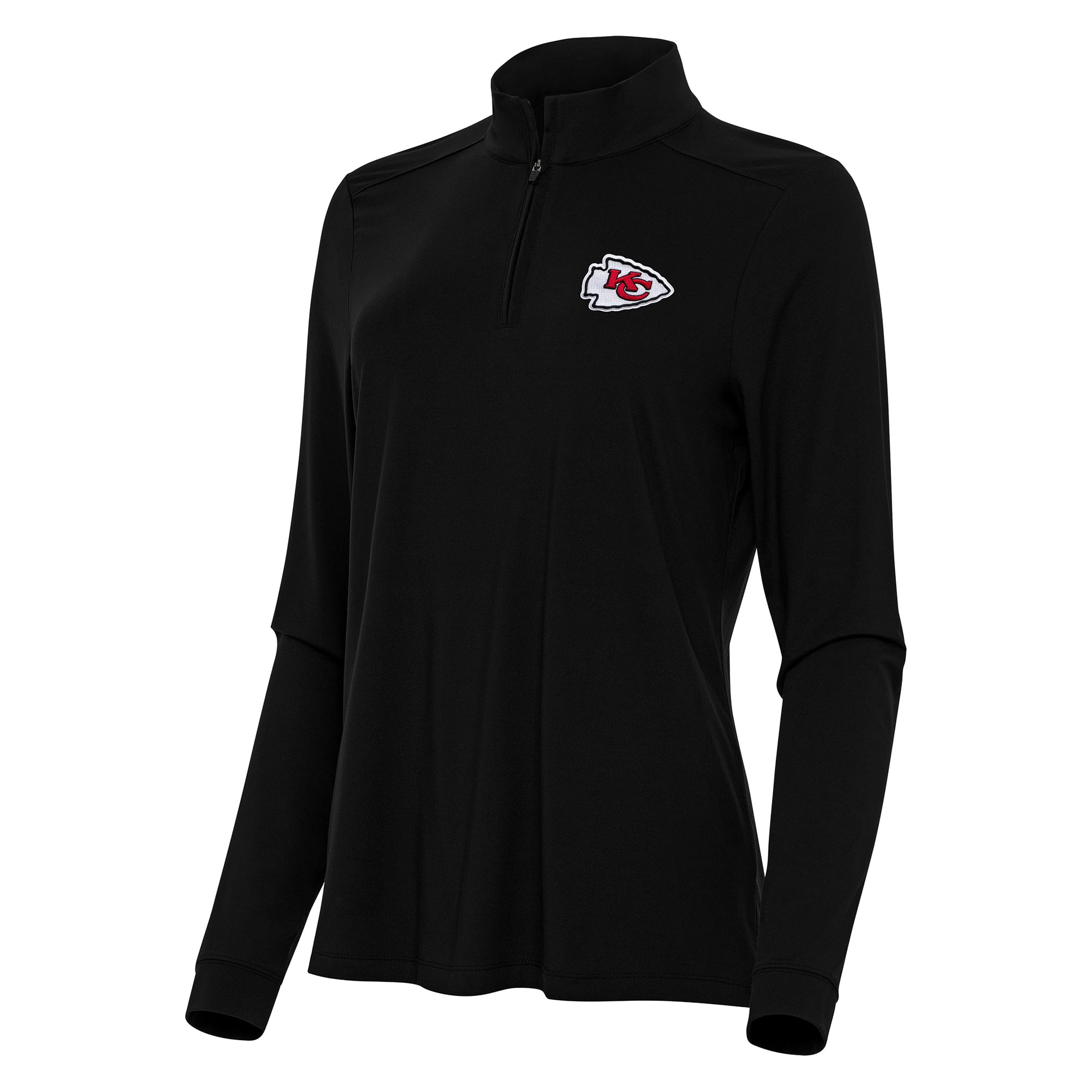 Women's Antigua Black Kansas City Chiefs Intent Quarter-Zip Sweatshirt