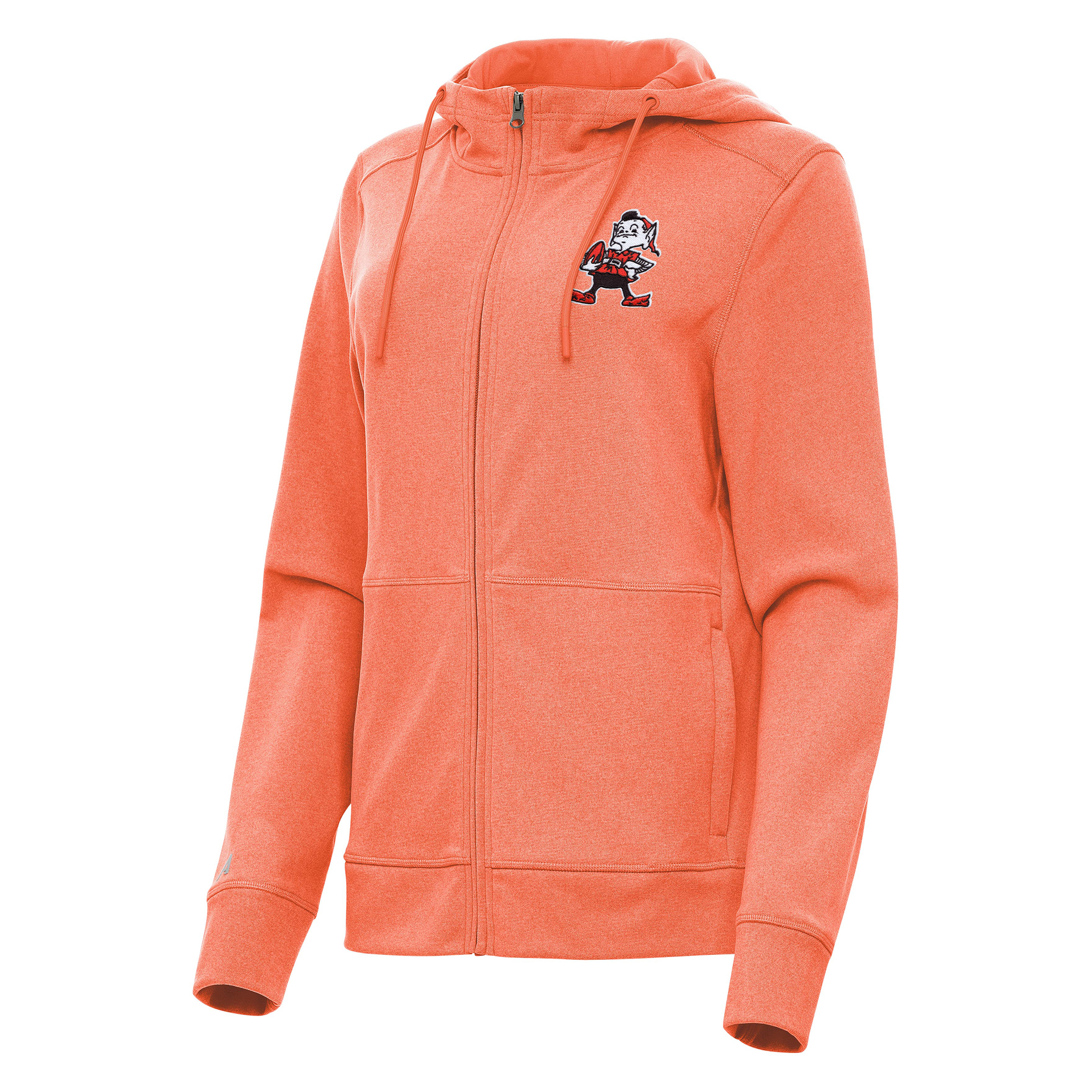 Women's Antigua Heather Orange Cleveland Browns Seeker Full-Zip Hoodie Jacket