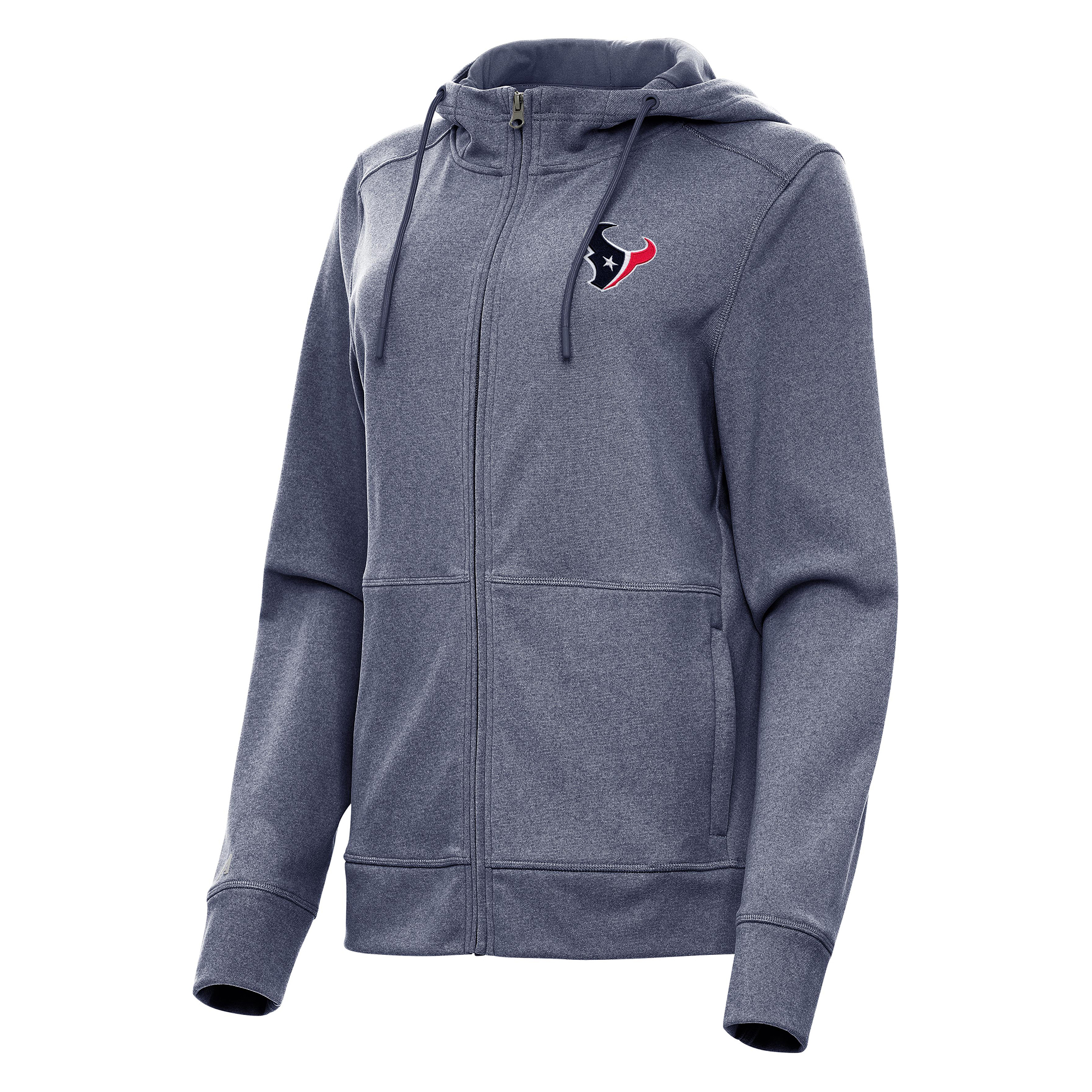 Women's Antigua Heather Navy Houston Texans Seeker Full-Zip Hoodie Jacket