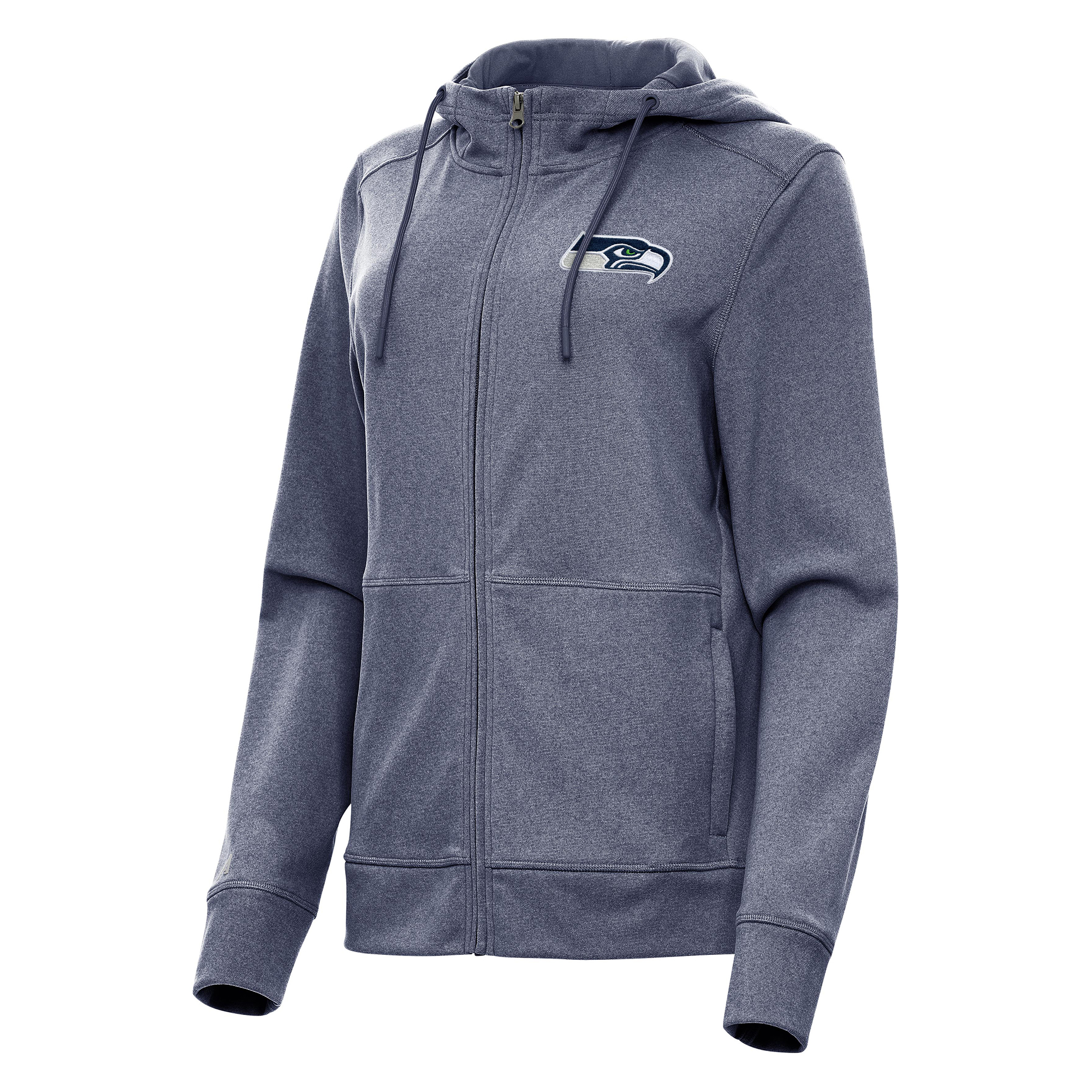Women's Antigua Heather College Navy Seattle Seahawks Seeker Full-Zip Hoodie Jacket