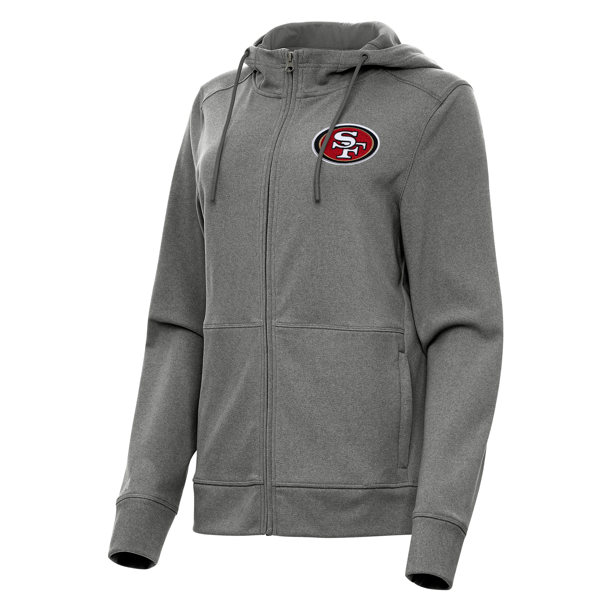 Women's Antigua Heather Charcoal San Francisco 49ers Seeker Full-Zip Hoodie Jacket