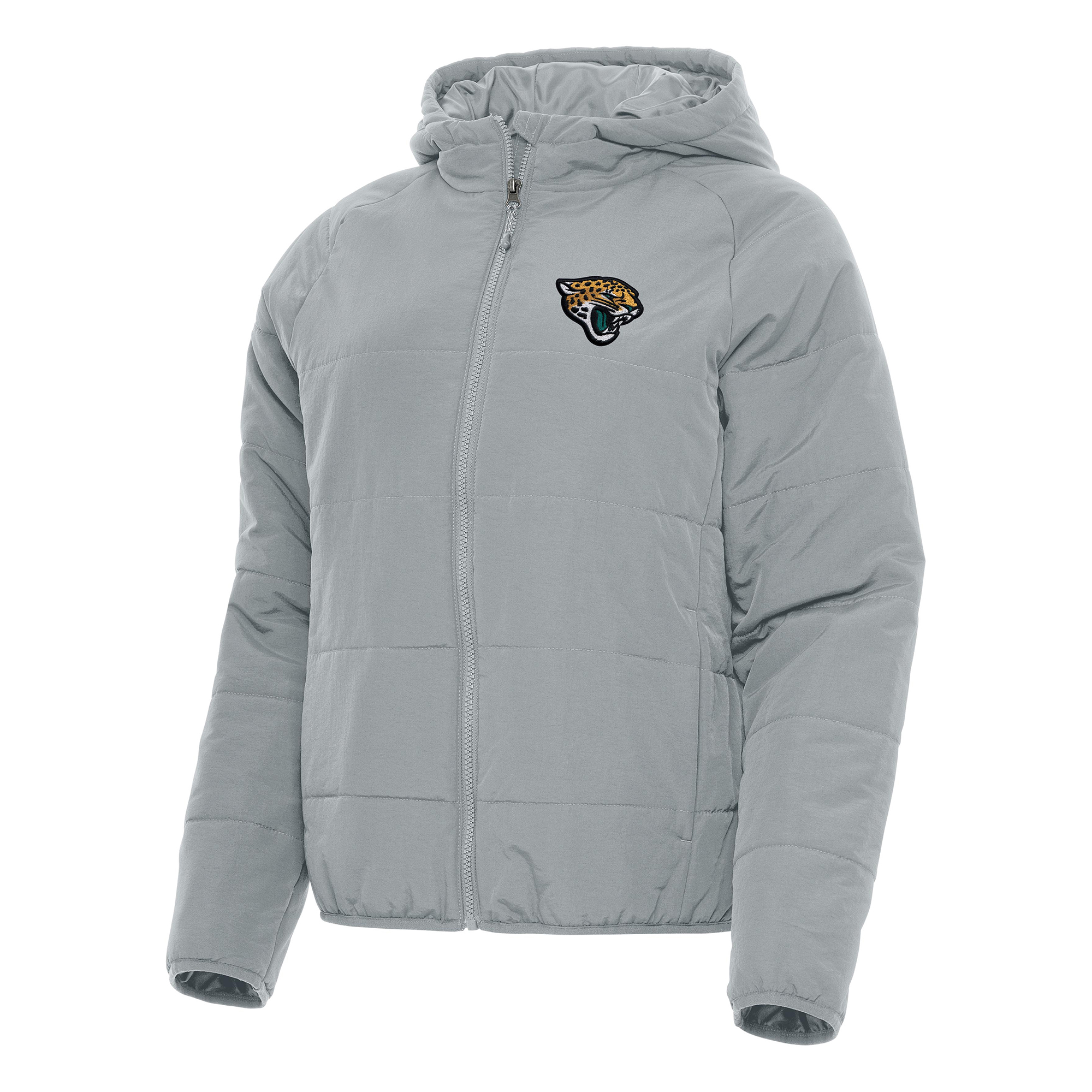 Women's Antigua Gray Jacksonville Jaguars Universe Full-Zip Hoodie Jacket
