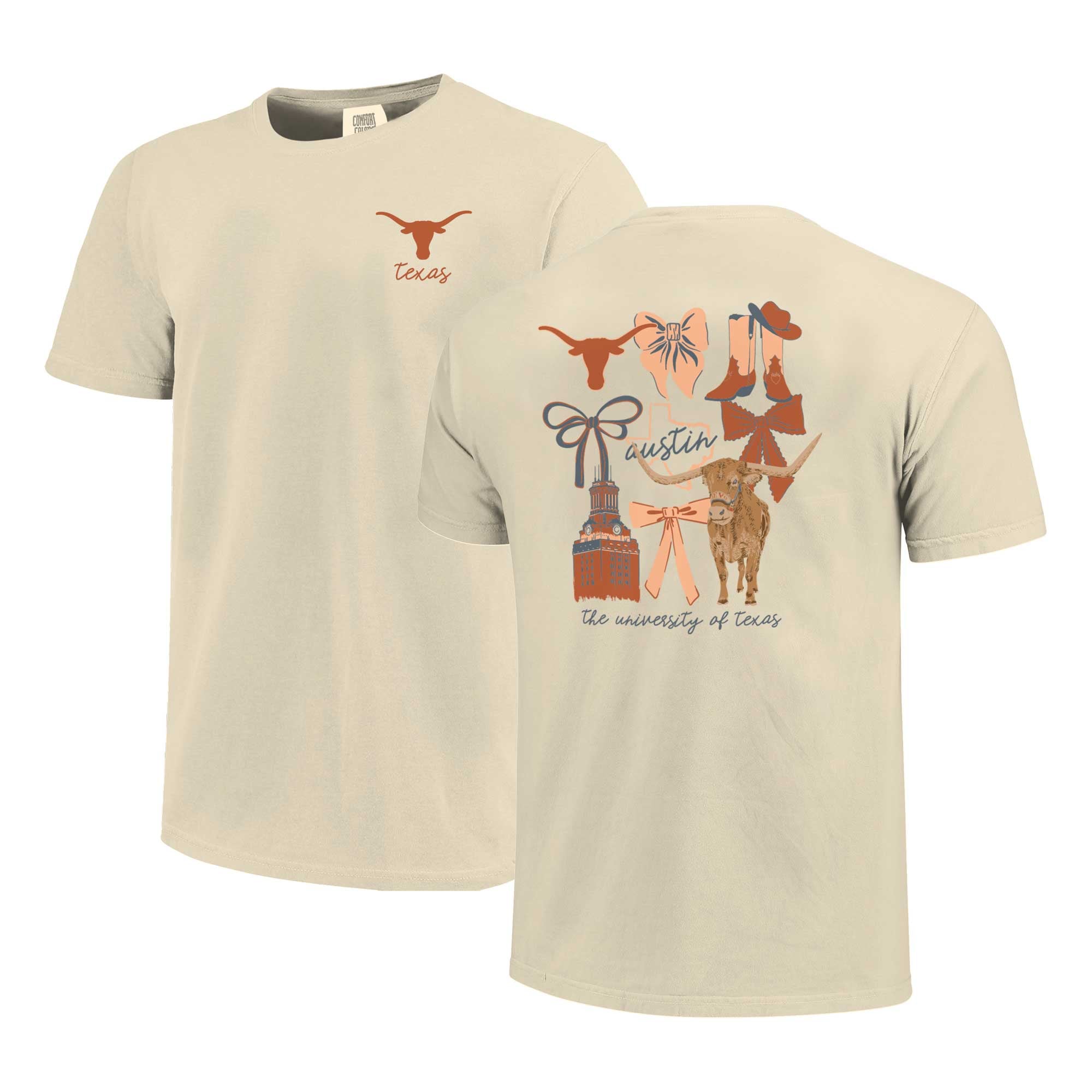 Women's Comfort Colors Natural Texas Longhorns Coquette T-Shirt