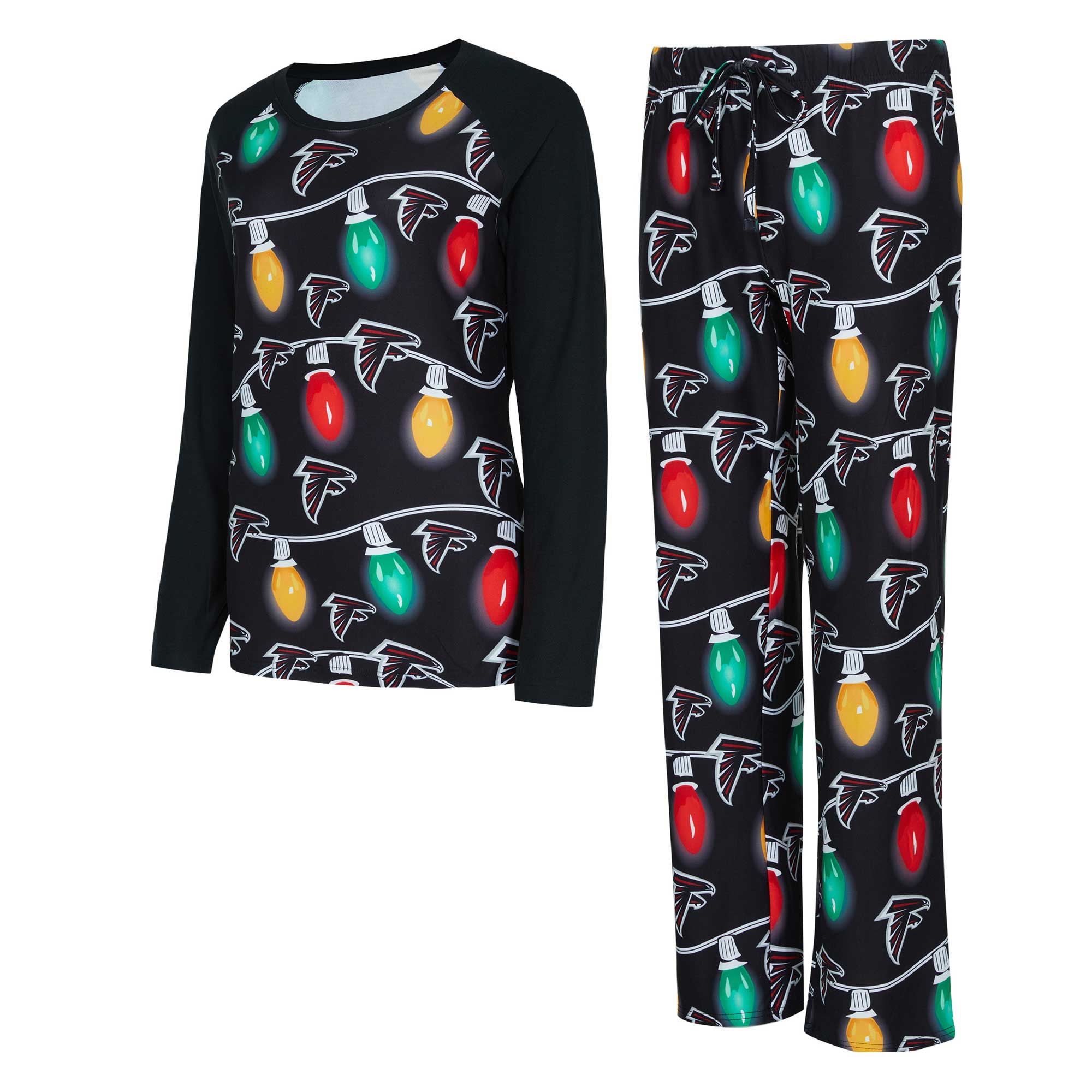 Women's Concepts Sport Black Atlanta Falcons Garland Knit Raglan Long Sleeve Top & Pants Set