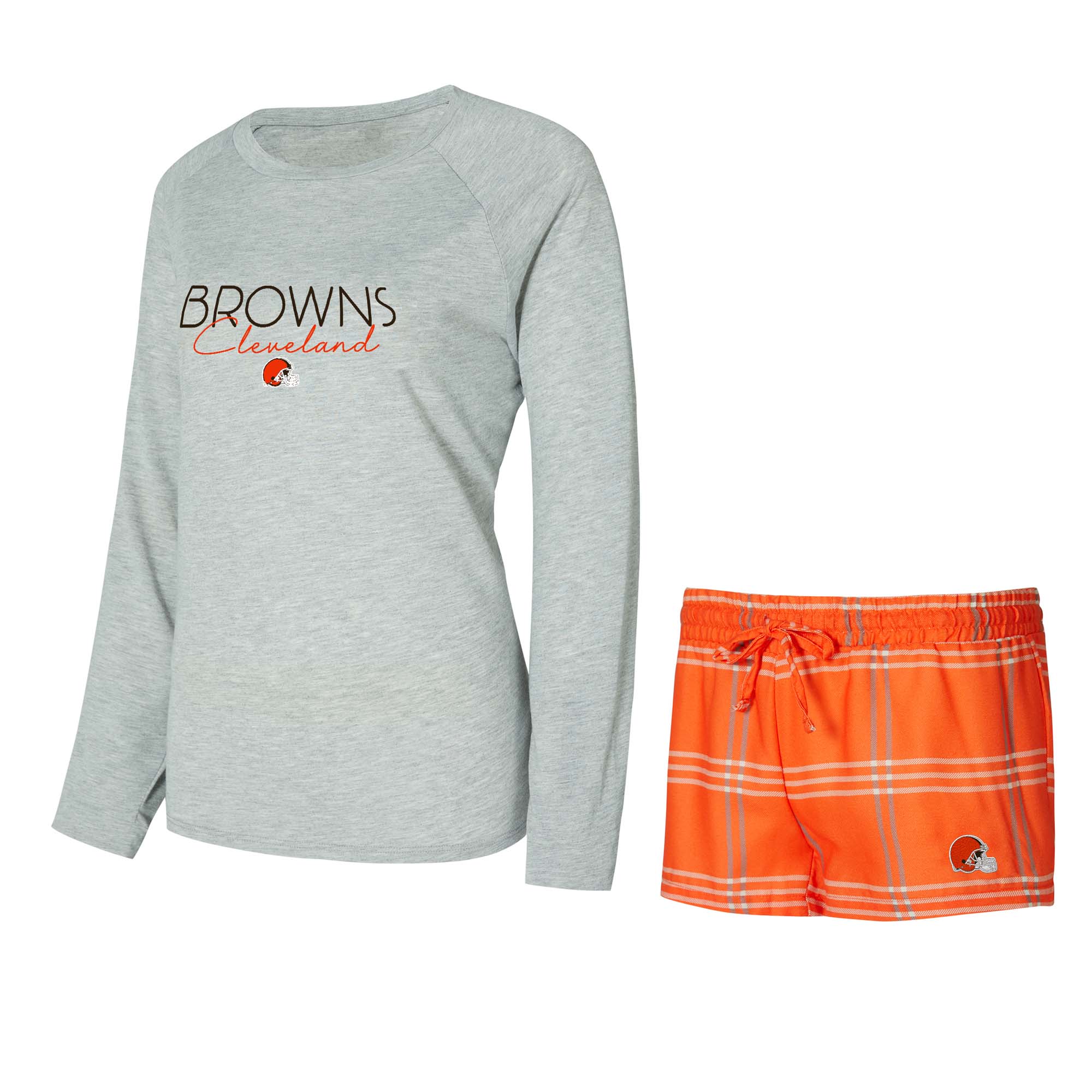 Women's Concepts Sport Cleveland Browns Petition Raglan Long Sleeve Top & Shorts Set