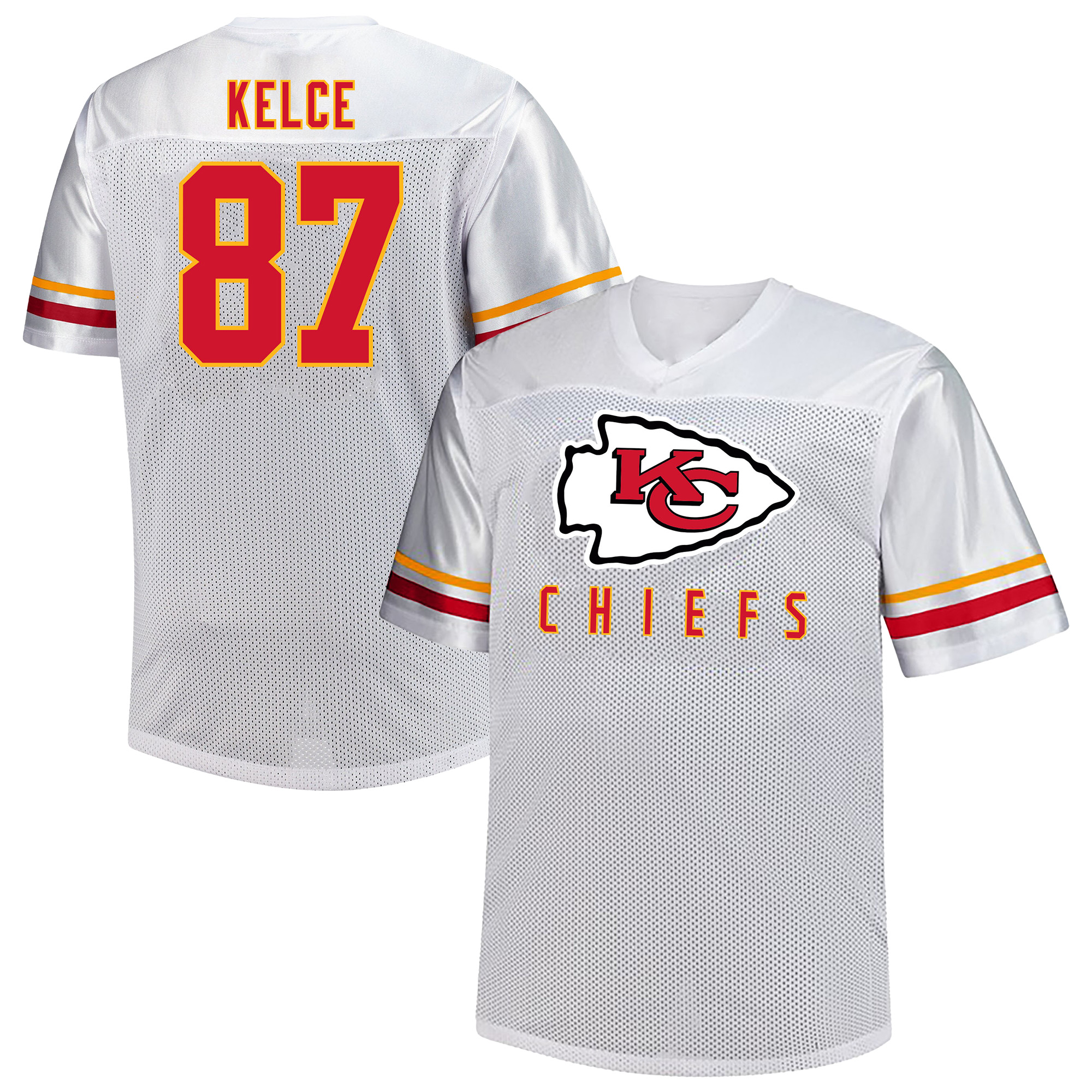 Men's Fanatics Travis Kelce White Kansas City Chiefs Big & Tall V-Neck Fashion Jersey