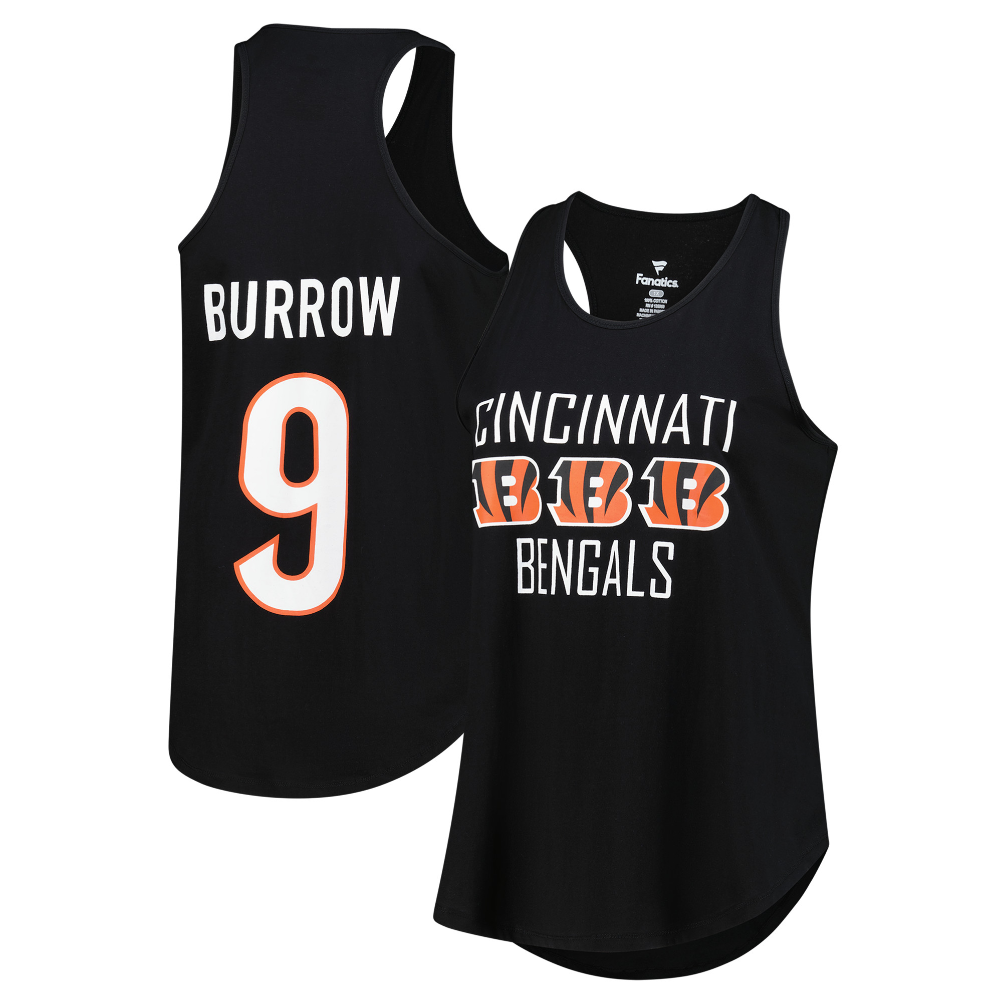Women's Fanatics Joe Burrow Black Cincinnati Bengals Plus Size Name & Number Tank Top