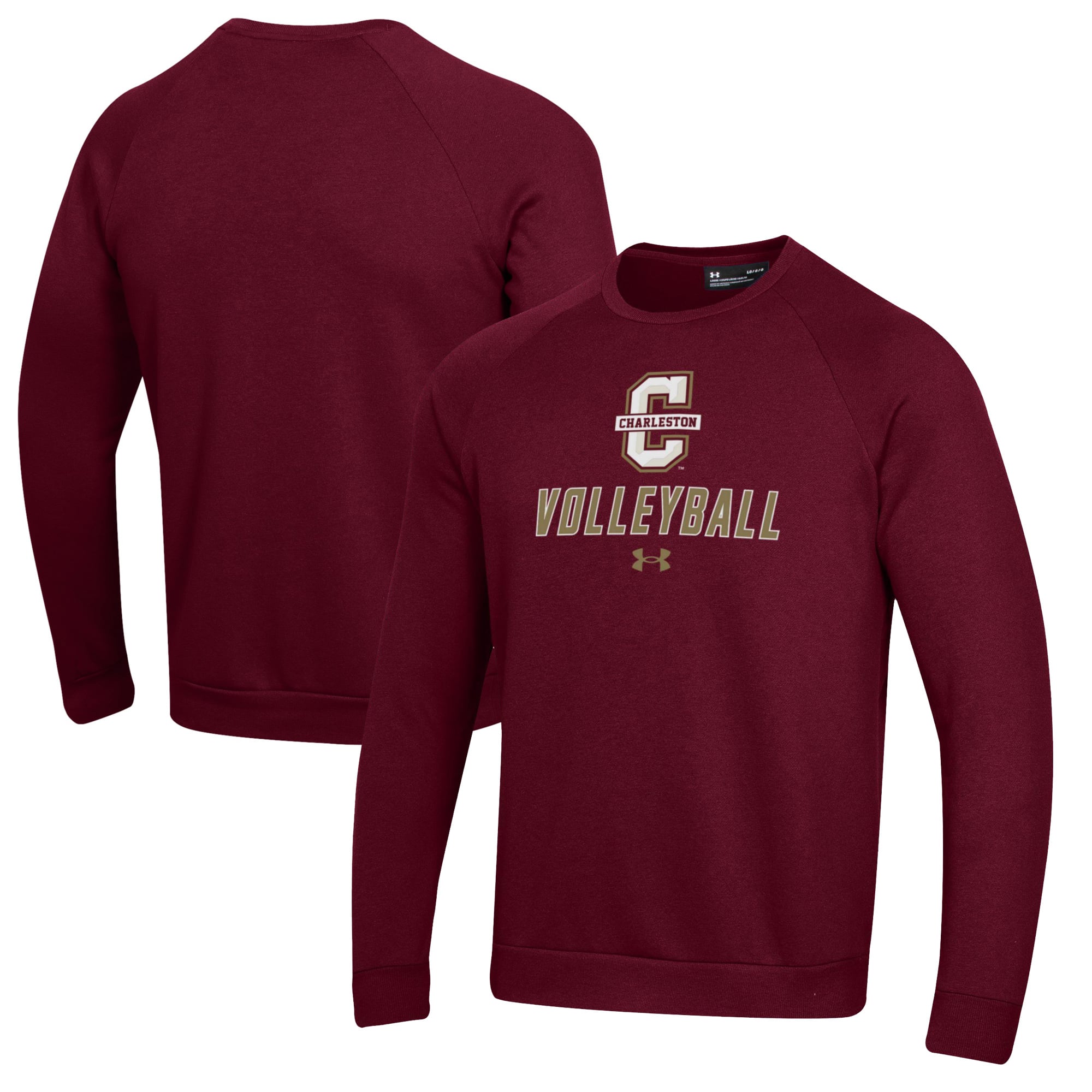 Men's Under Armour Maroon Charleston Cougars Volleyball Rival Fleece Raglan Pullover Sweatshirt