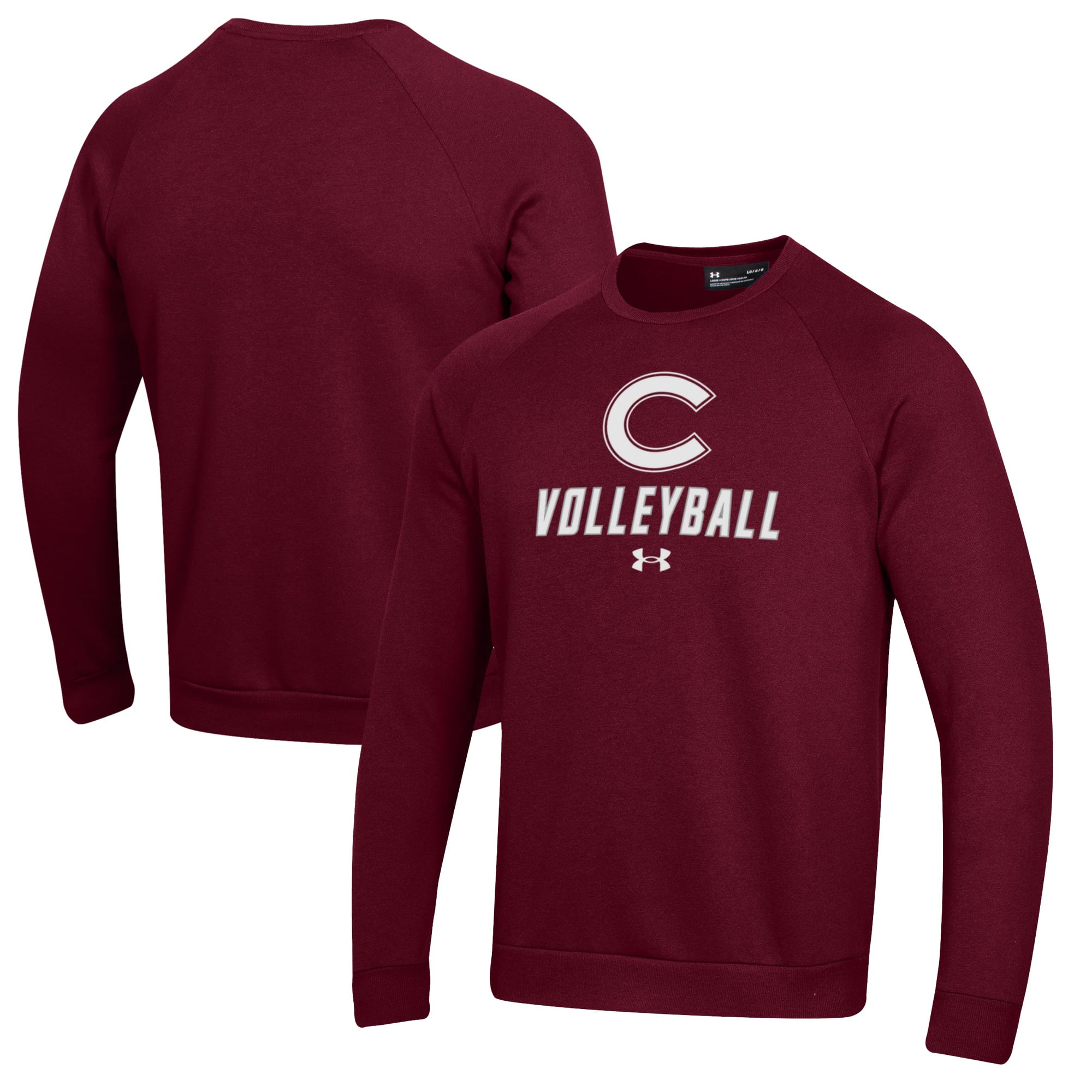 Men's Under Armour Maroon Colgate Raiders Volleyball Rival Fleece Raglan Pullover Sweatshirt
